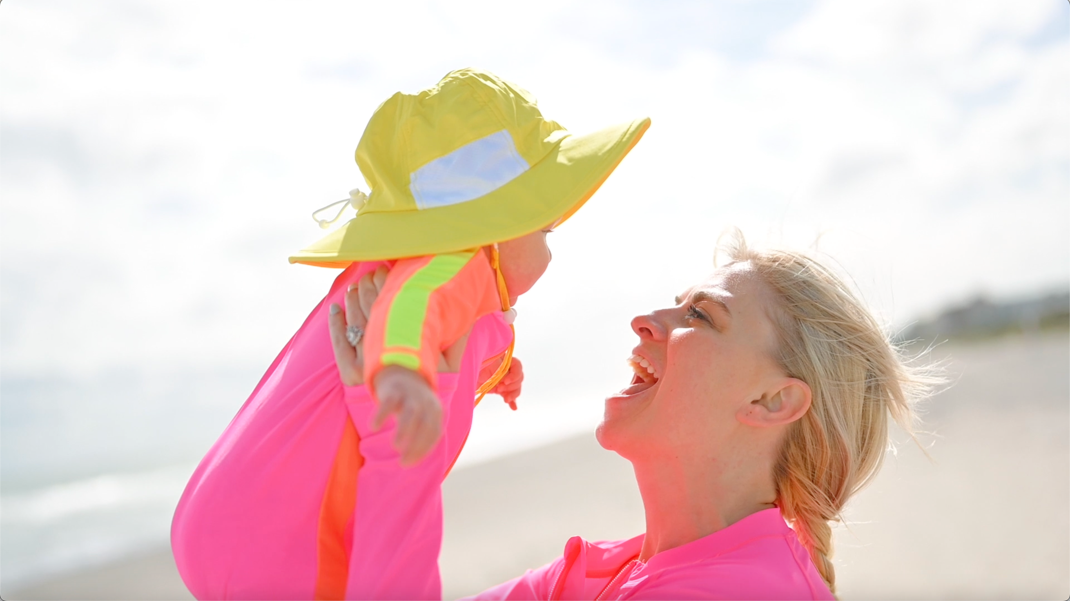 Neon Swimwear for babies toddlers and kids! Neon Rash Guards to keep your kids visible!