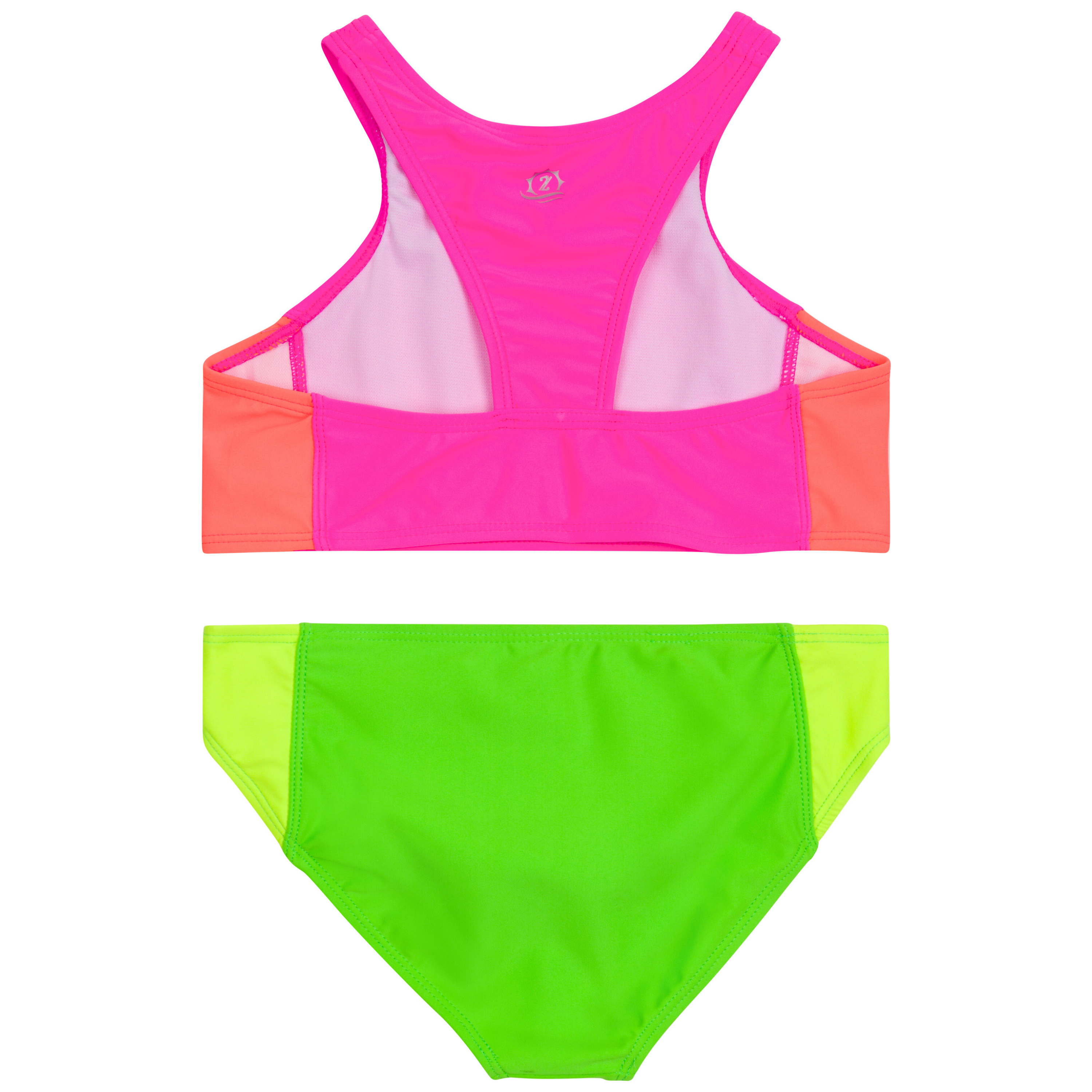 Girls Halter Top Bikini Set (2 Piece) | "Neon Sunrise"-SwimZip UPF 50+ Sun Protective Swimwear & UV Zipper Rash Guards-pos12