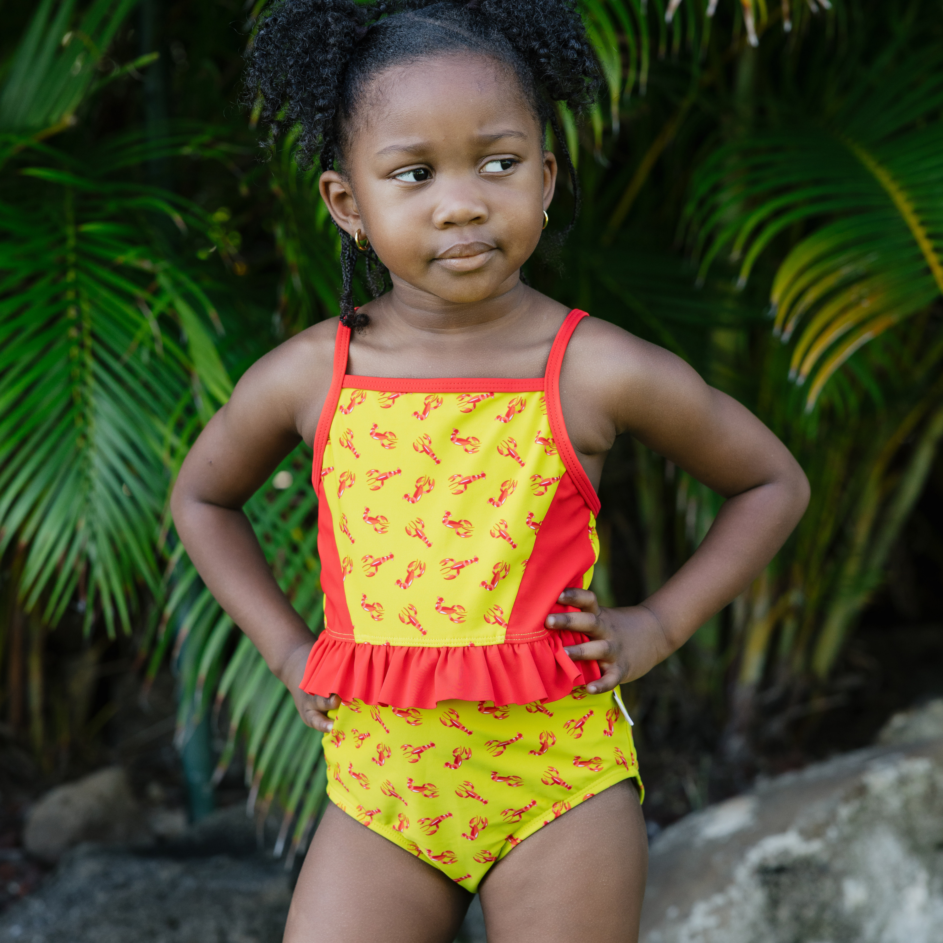 Girls One-Piece Swimsuit + Long Sleeve Rash Guard Set (2 Piece) | "Lobster"-SwimZip UPF 50+ Sun Protective Swimwear & UV Zipper Rash Guards-pos10