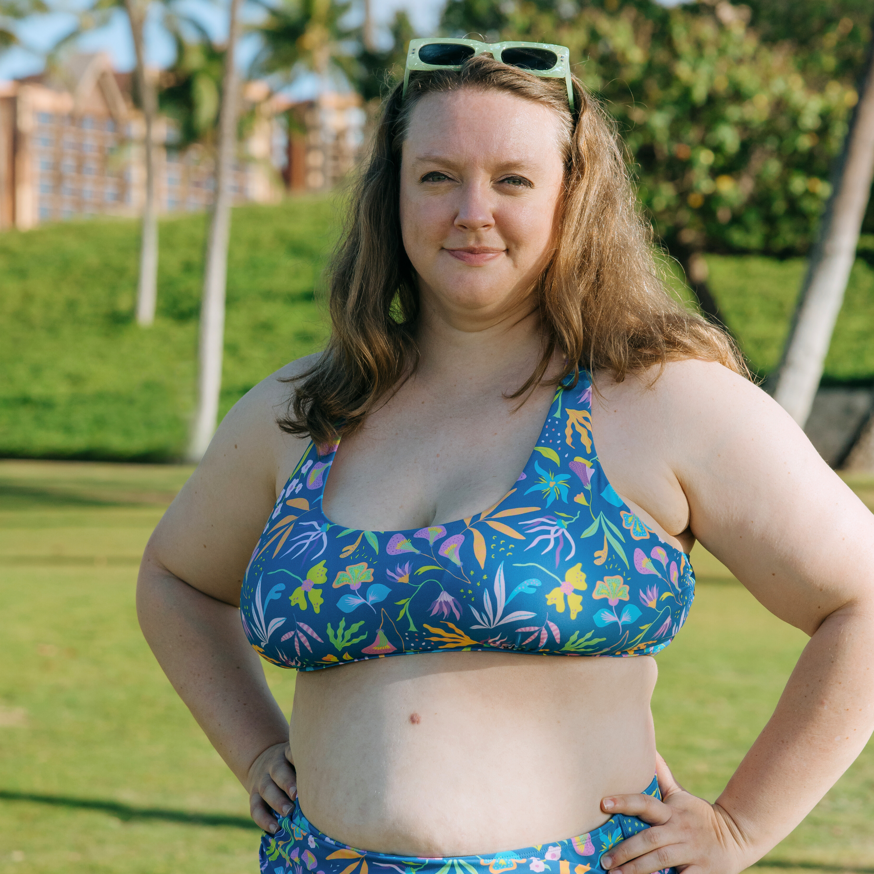 Women's Scoop Neck Bikini Top Plus Size | "Tropadelic"-SwimZip UPF 50+ Sun Protective Swimwear & UV Zipper Rash Guards-pos5