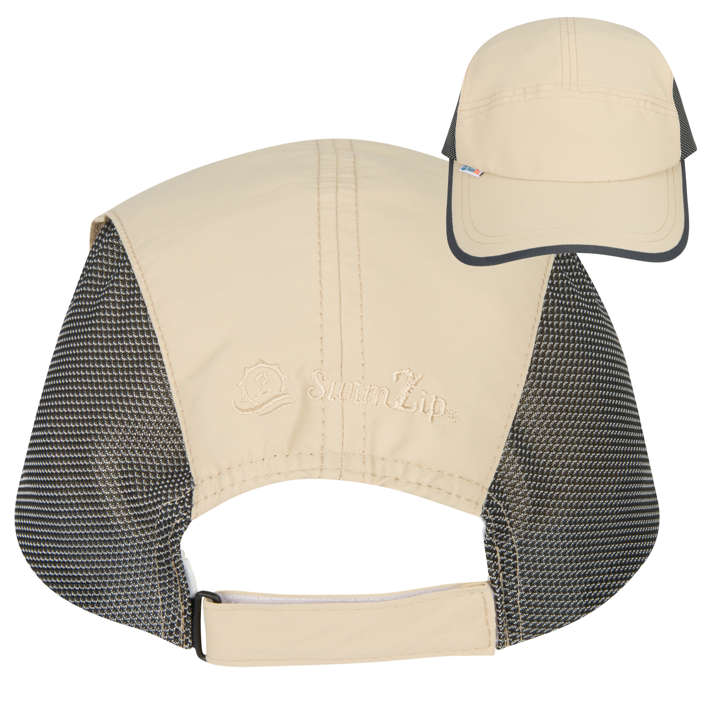 Adjustable UPF Baseball Hat - one-size fits all | Beige-SwimZip UPF 50+ Sun Protective Swimwear & UV Zipper Rash Guards-pos4