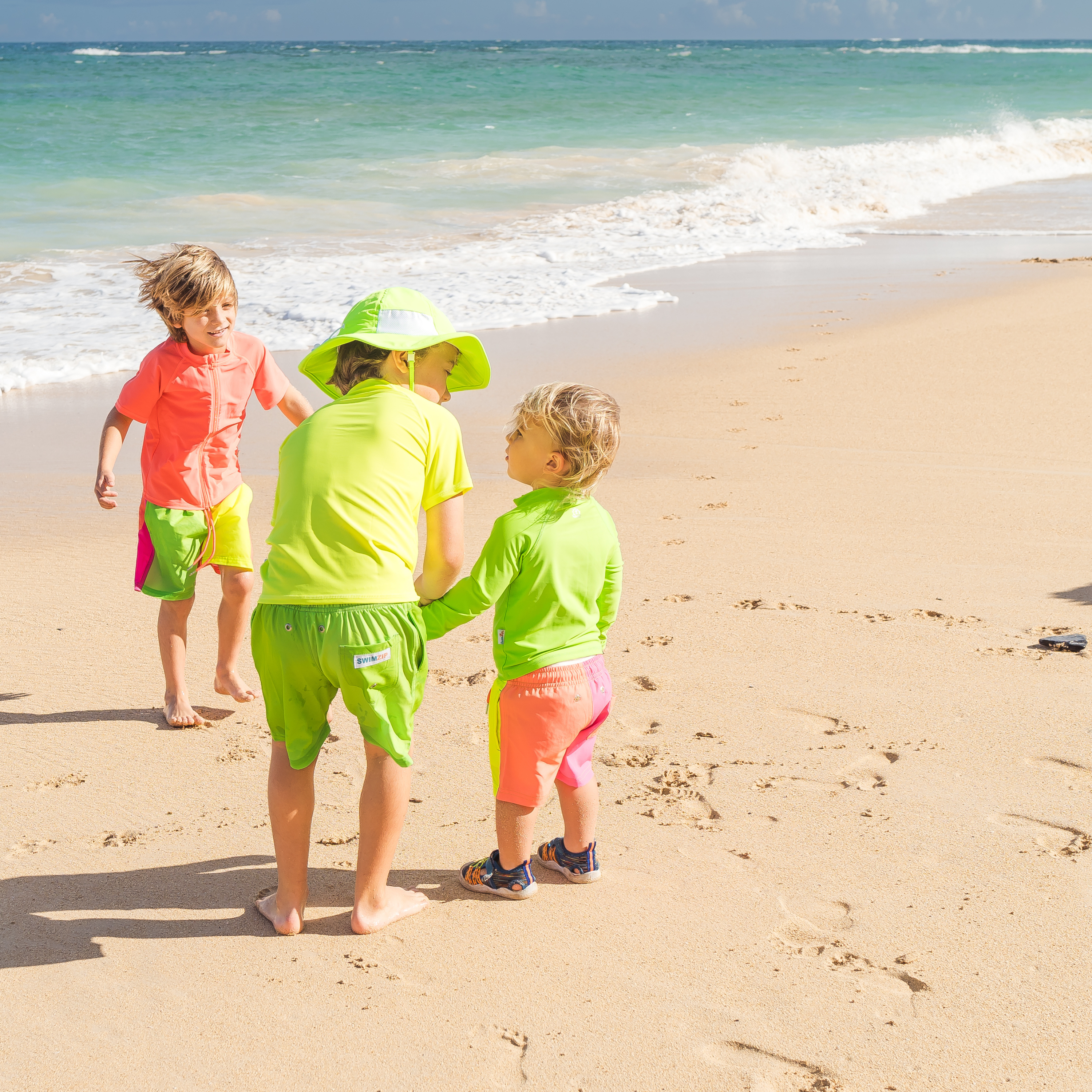 Boys Swim Trunks Boxer Brief Liner (sizes 6-14) | “Neon Green"-SwimZip UPF 50+ Sun Protective Swimwear & UV Zipper Rash Guards-pos8
