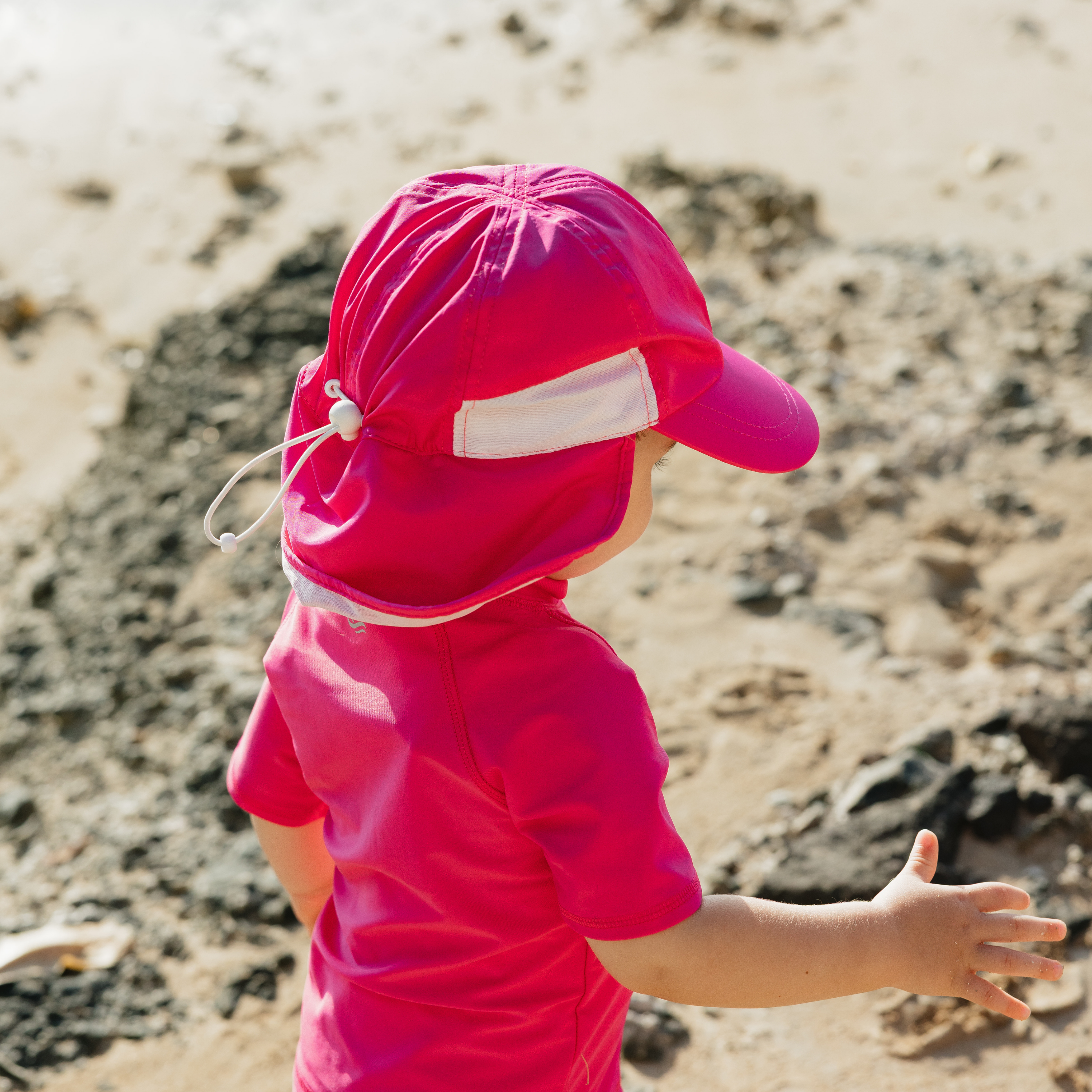 Kids Flap Hat | Manic Magenta-SwimZip UPF 50+ Sun Protective Swimwear & UV Zipper Rash Guards-pos7