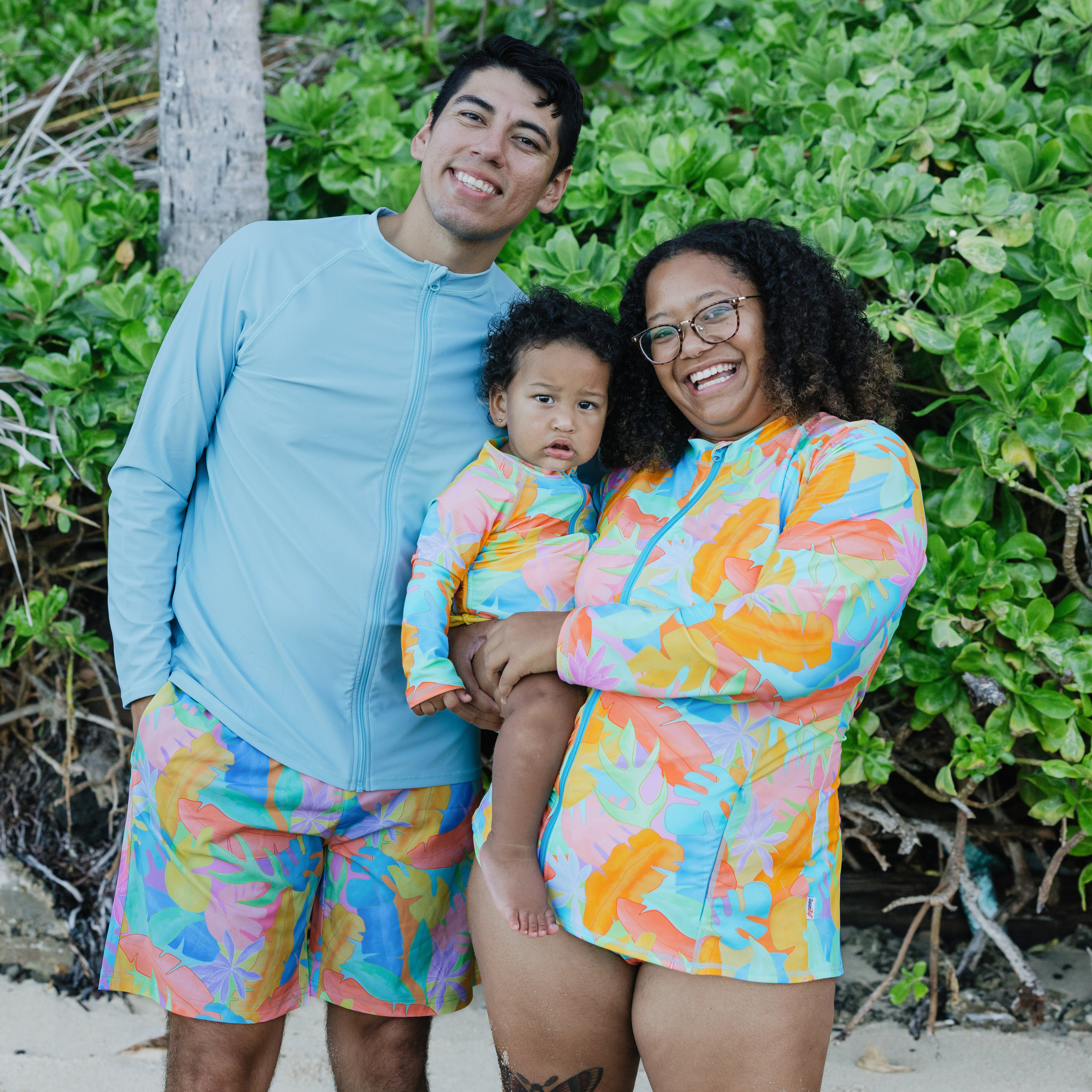 Girls One-Piece Swimsuit + Long Sleeve Rash Guard Set (2 Piece) | "Vibrant Vacay"-SwimZip UPF 50+ Sun Protective Swimwear & UV Zipper Rash Guards-pos6
