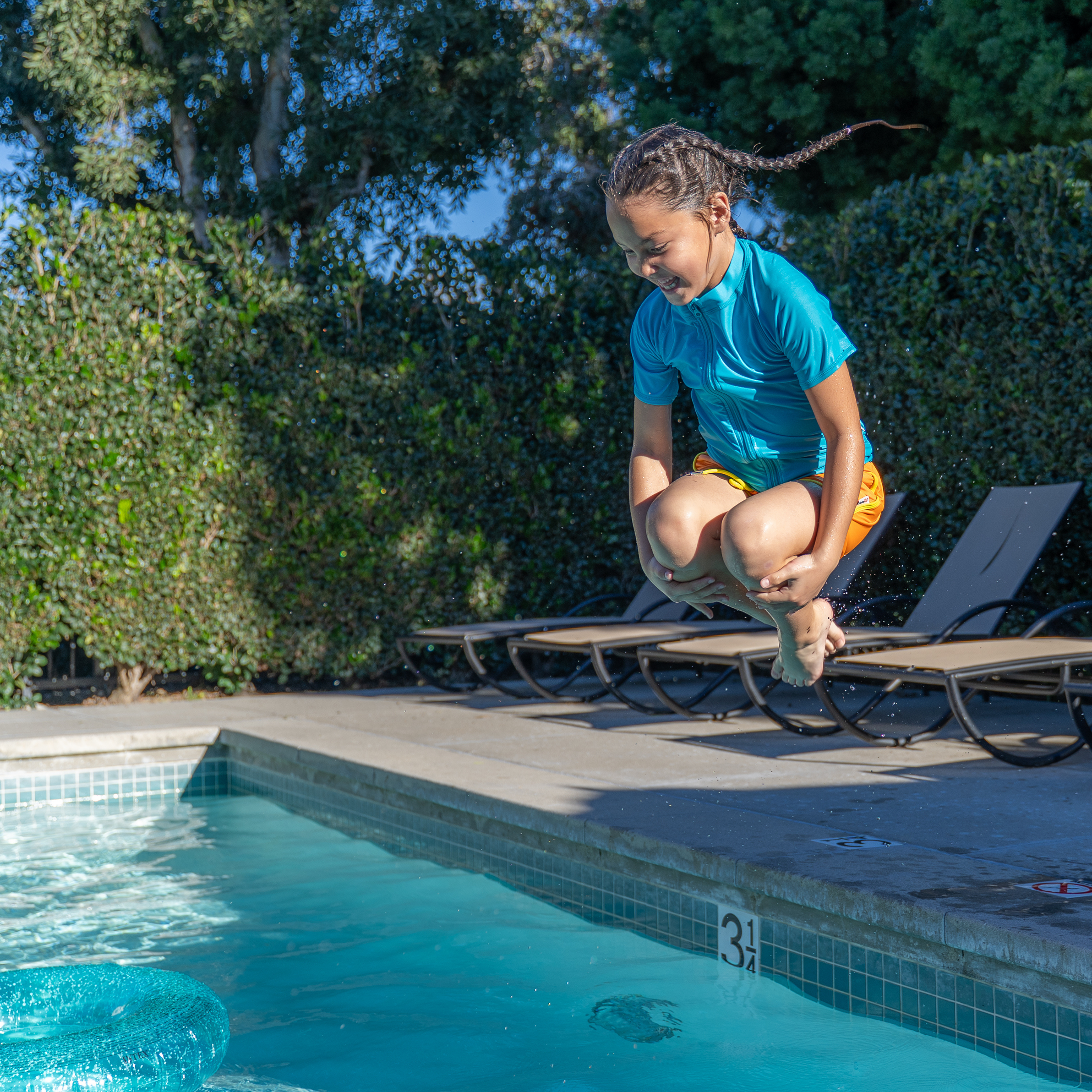 Kids Swim Track Shorts | "Orange"-SwimZip UPF 50+ Sun Protective Swimwear & UV Zipper Rash Guards-pos9