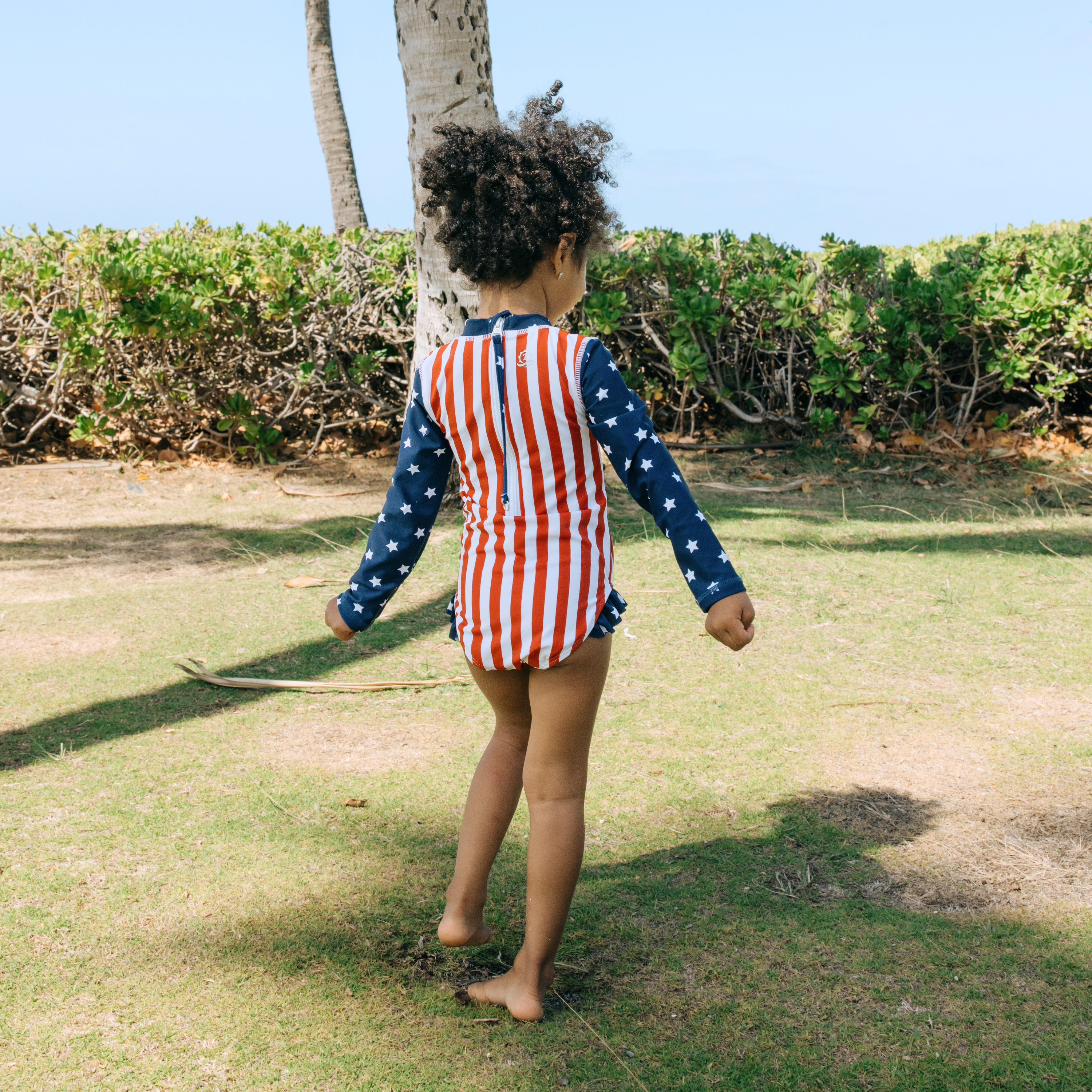Girls Long Sleeve Surf Suit (One Piece Bodysuit) | "Americana"-SwimZip UPF 50+ Sun Protective Swimwear & UV Zipper Rash Guards-pos10