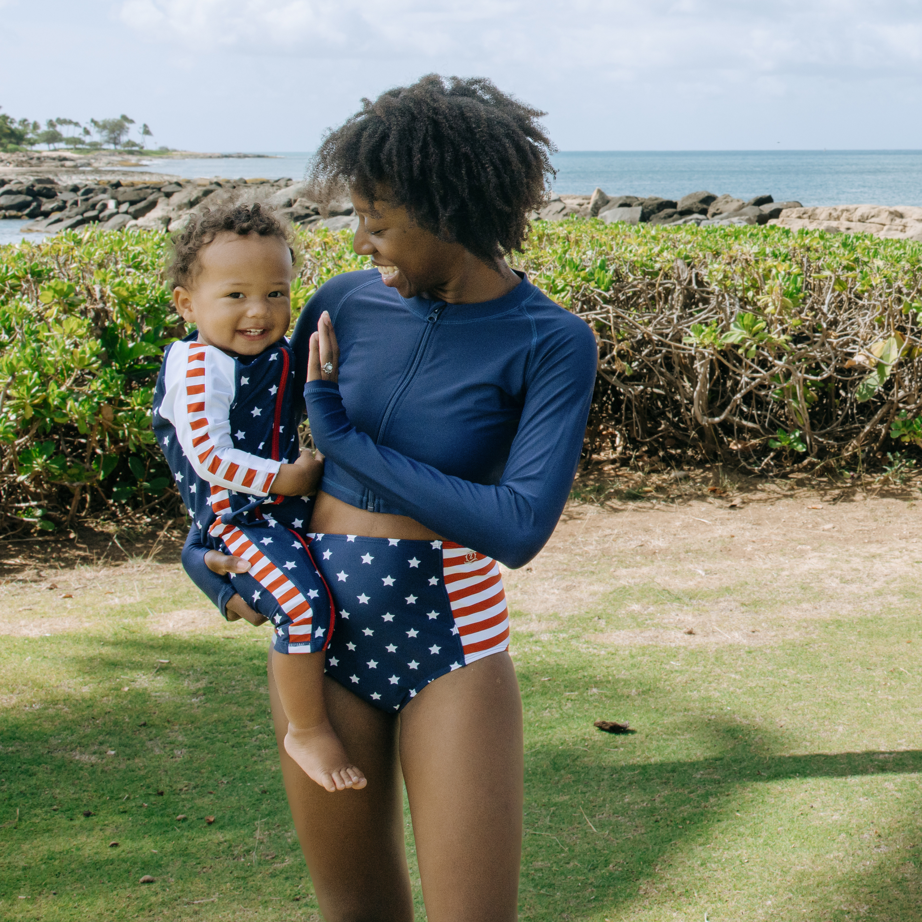 Sunsuit - Long Sleeve Romper Swimsuit | "Americana"-SwimZip UPF 50+ Sun Protective Swimwear & UV Zipper Rash Guards-pos9