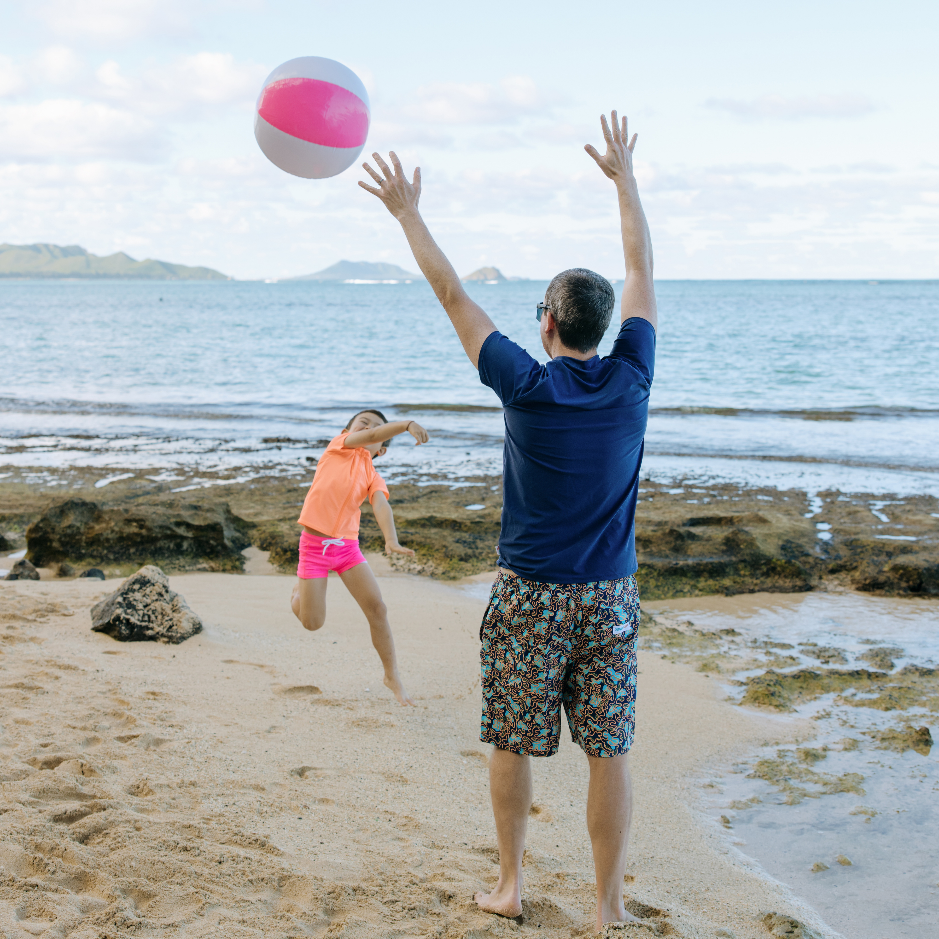 Kids Euro Swim Shorties | "Neon Pink"-SwimZip UPF 50+ Sun Protective Swimwear & UV Zipper Rash Guards-pos11