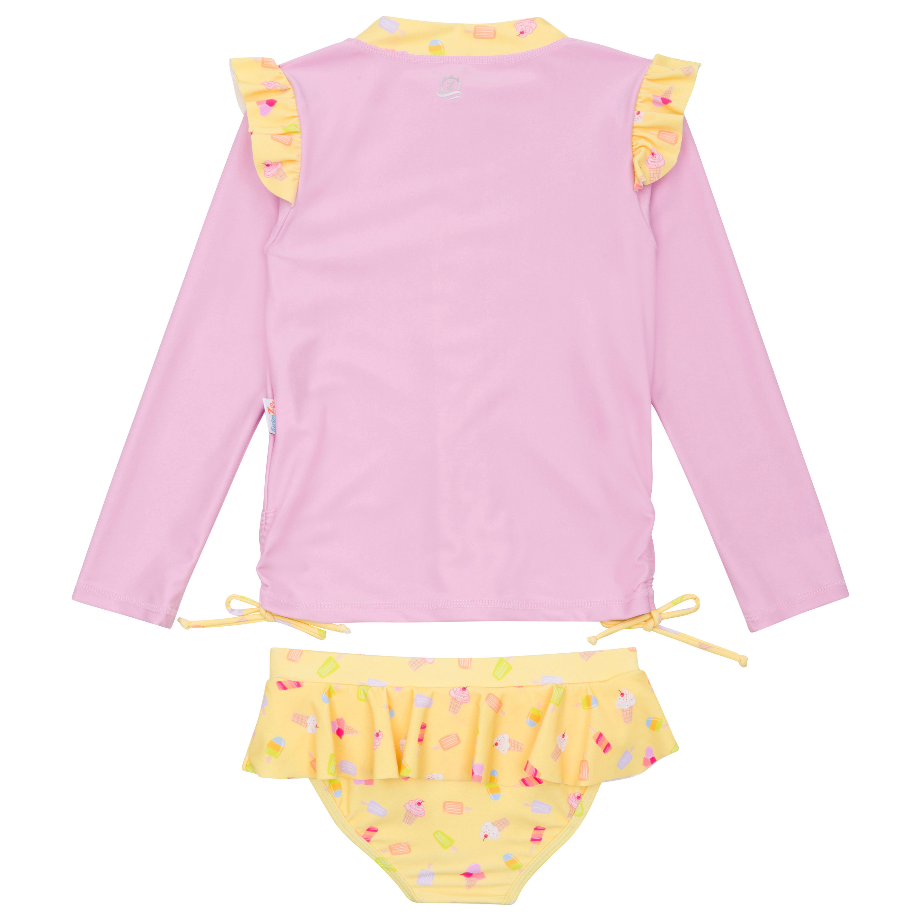 Girls Long Sleeve Rash Guard Ruffle Bottom Swimsuit Set (2 Piece) | "Sweetie"-SwimZip UPF 50+ Sun Protective Swimwear & UV Zipper Rash Guards-pos11