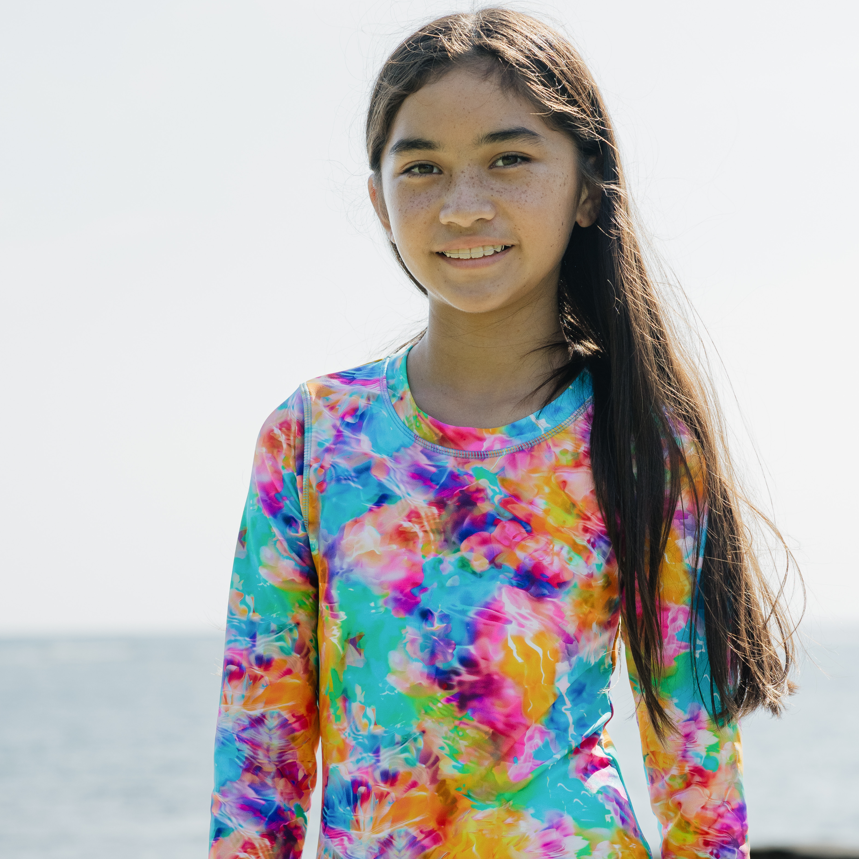 Girls Long Sleeve Surf Suit (One Piece Bodysuit) | "Impressions"-SwimZip UPF 50+ Sun Protective Swimwear & UV Zipper Rash Guards-pos7