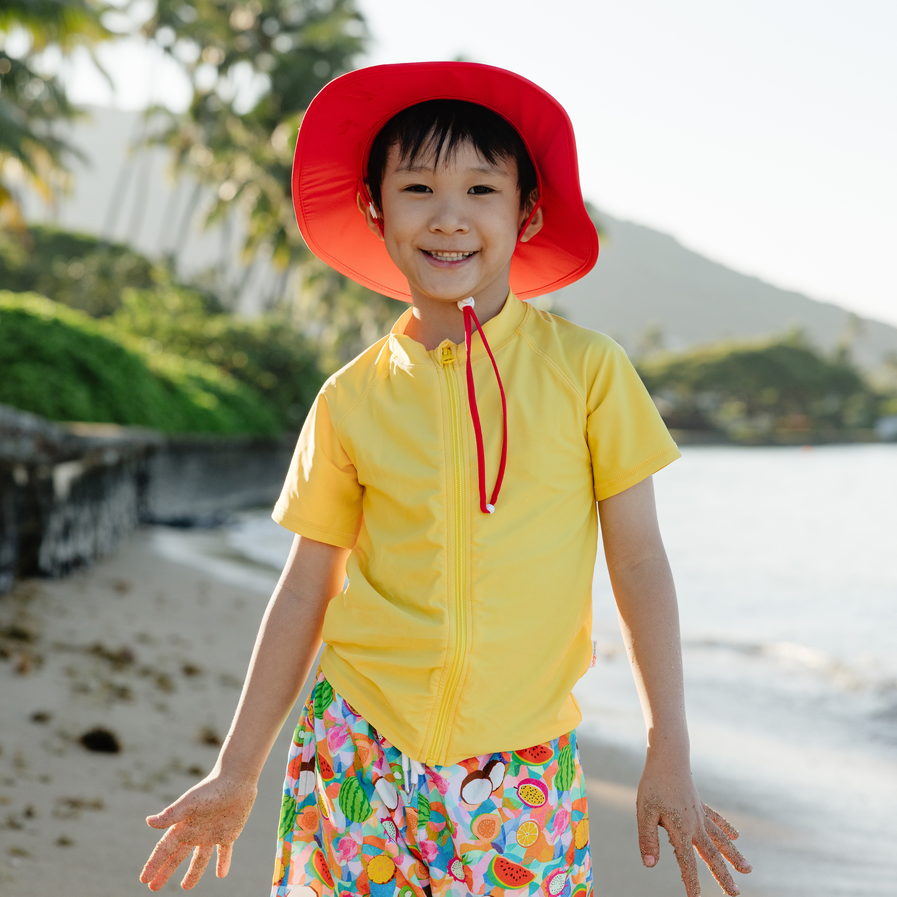 Kids Short Sleeve Zipper Rash Guard Swim Shirt | “Yellow”-SwimZip UPF 50+ Sun Protective Swimwear & UV Zipper Rash Guards-pos2