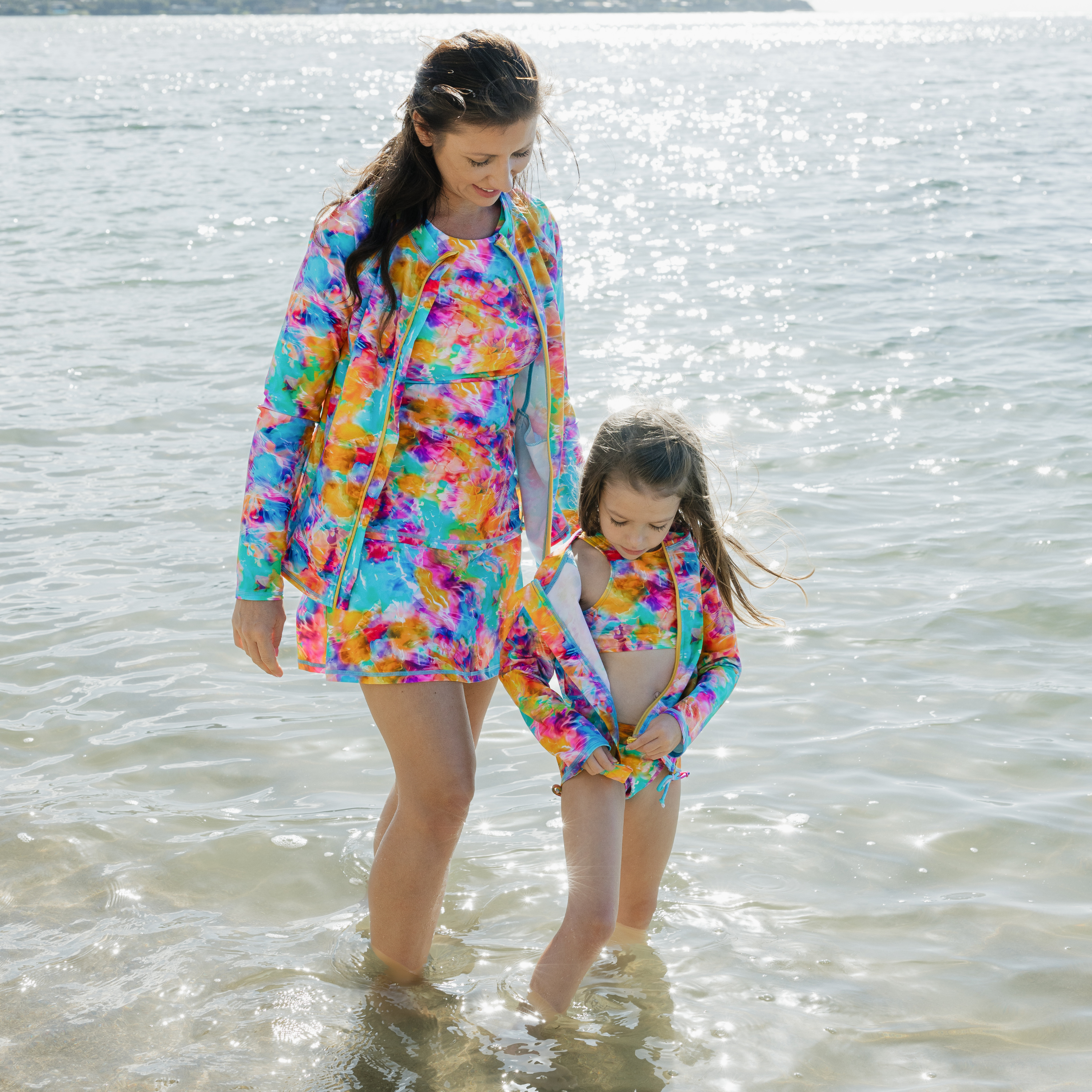 Women's Long Sleeve Rash Guard with Pockets | "Impressions"-SwimZip UPF 50+ Sun Protective Swimwear & UV Zipper Rash Guards-pos10