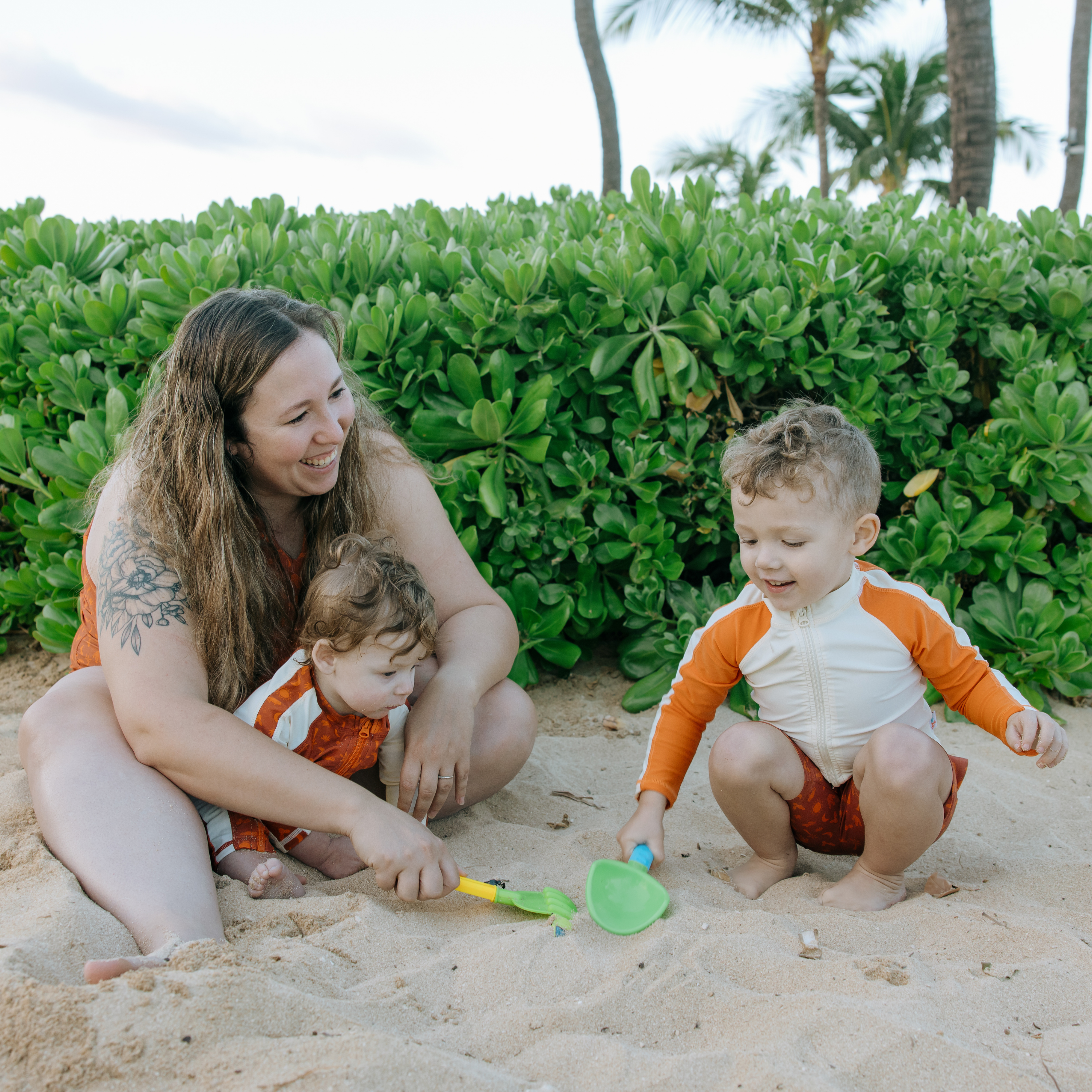 Boys Long Sleeve Zipper Rash Guard and Swim Trunk Set | "Desert"-SwimZip UPF 50+ Sun Protective Swimwear & UV Zipper Rash Guards-pos12
