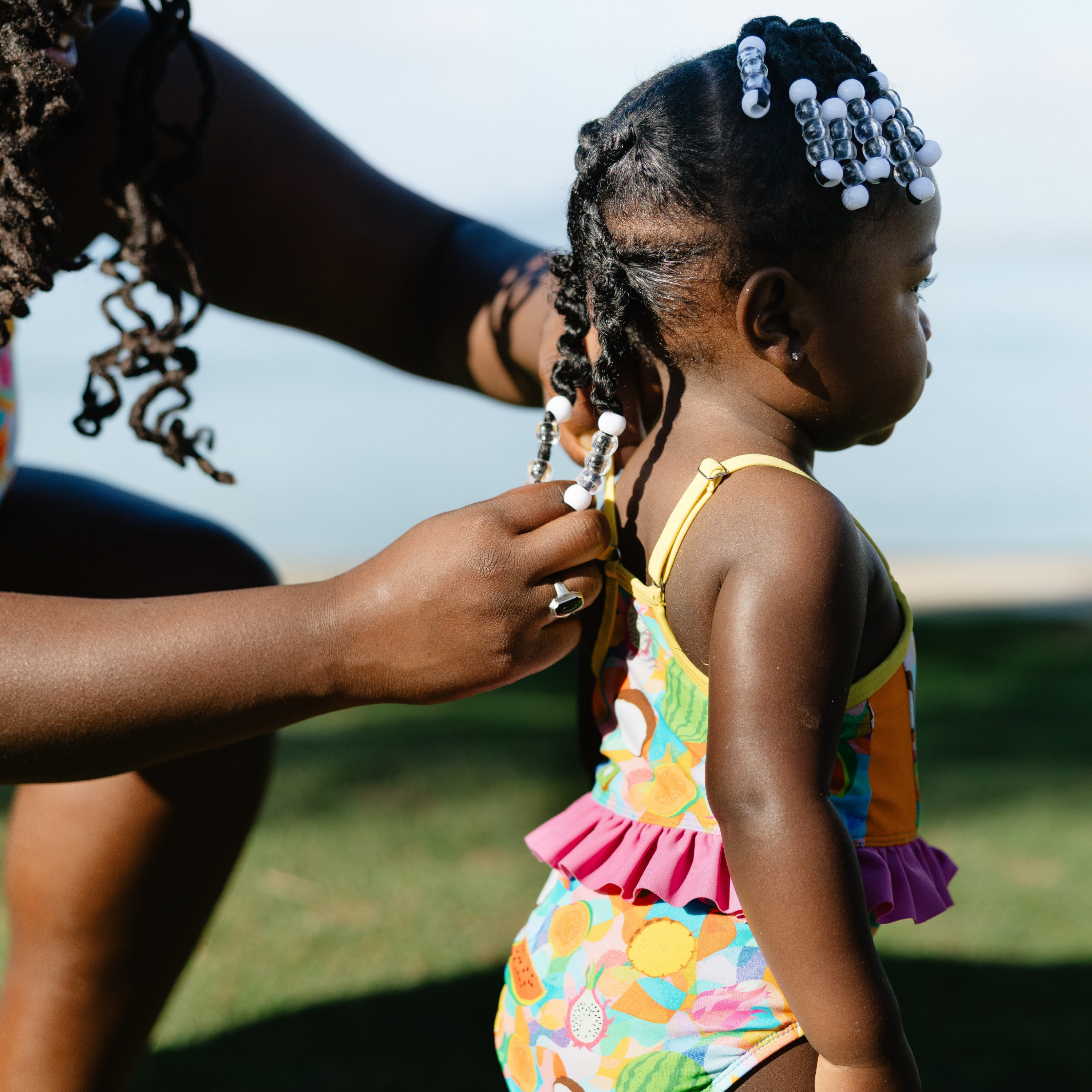 Girls One-Piece Swimsuit + Long Sleeve Rash Guard Set (2 Piece) | "Fruit Salad"-SwimZip UPF 50+ Sun Protective Swimwear & UV Zipper Rash Guards-pos6