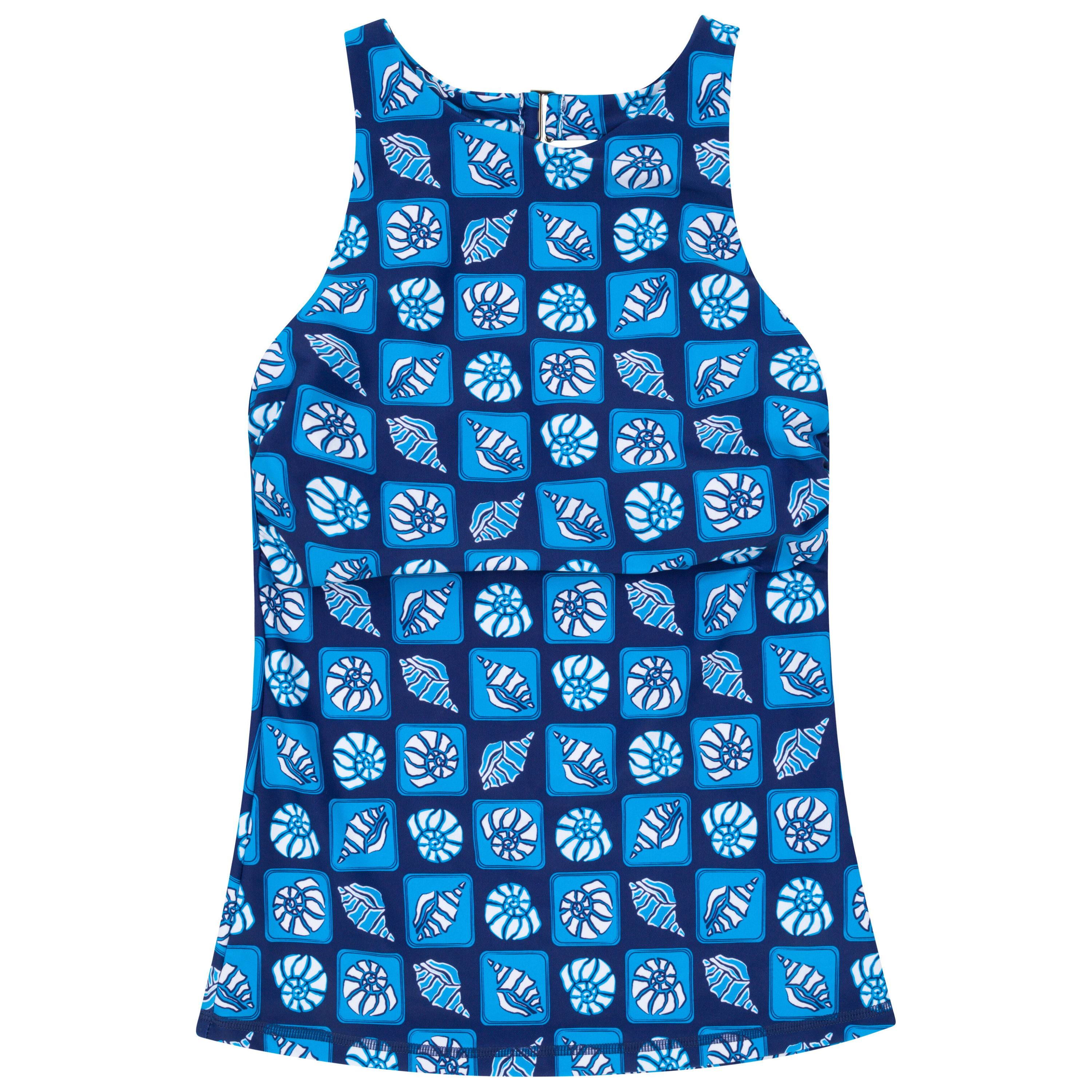 Women’s High Neck Fitted Tankini Top | “Coastal"-XS-Coastal-SwimZip UPF 50+ Sun Protective Swimwear & UV Zipper Rash Guards-pos1