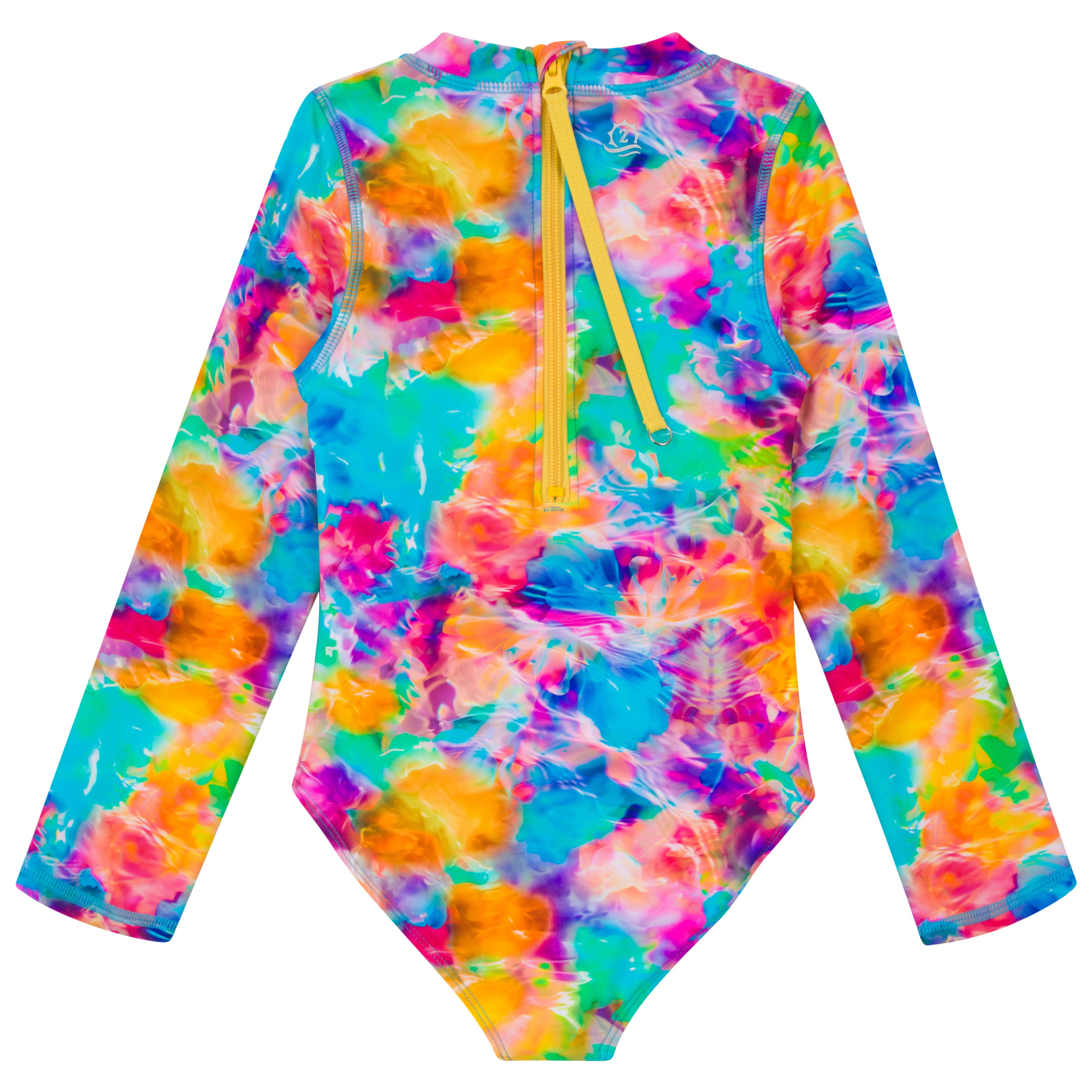 Girls Long Sleeve Surf Suit (One Piece Bodysuit) | "Impressions"-SwimZip UPF 50+ Sun Protective Swimwear & UV Zipper Rash Guards-pos8