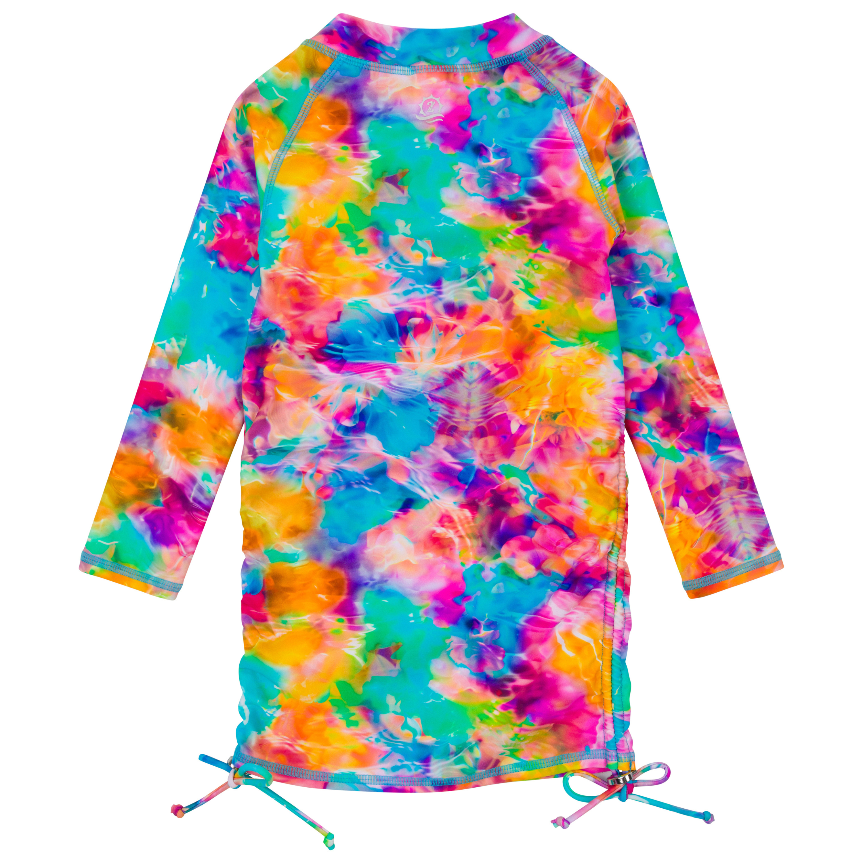 Girls Long Sleeve Swim Dress Cover Up | "Impressions"-SwimZip UPF 50+ Sun Protective Swimwear & UV Zipper Rash Guards-pos10