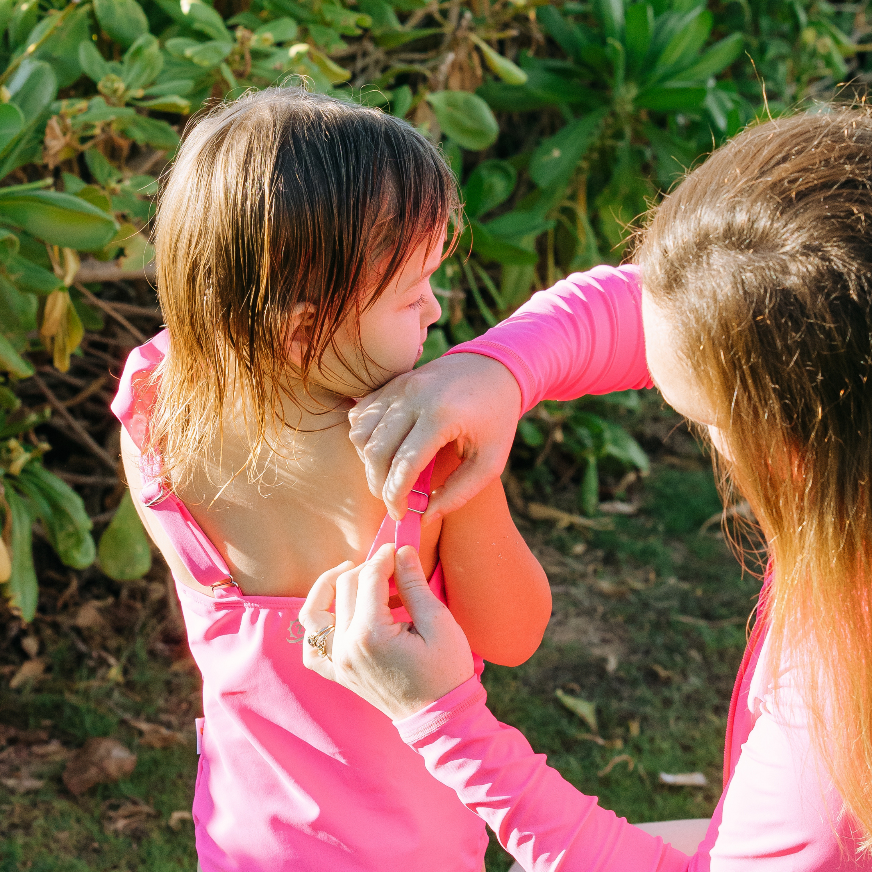 Girls Ruffle One-Piece Swimsuit | "Too Sweet" Neon Pink-SwimZip UPF 50+ Sun Protective Swimwear & UV Zipper Rash Guards-pos13