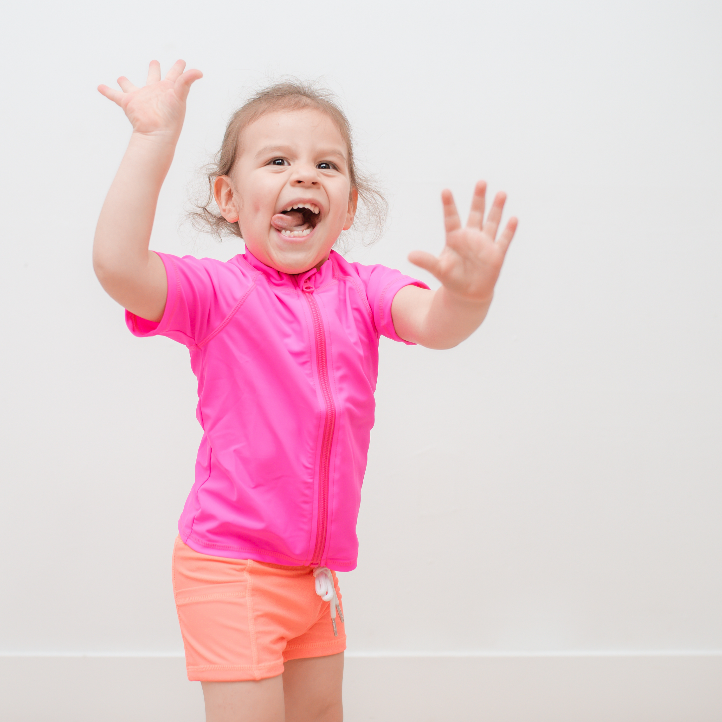 Kids Euro Swim Shorties | "Neon Orange"-SwimZip UPF 50+ Sun Protective Swimwear & UV Zipper Rash Guards-pos13