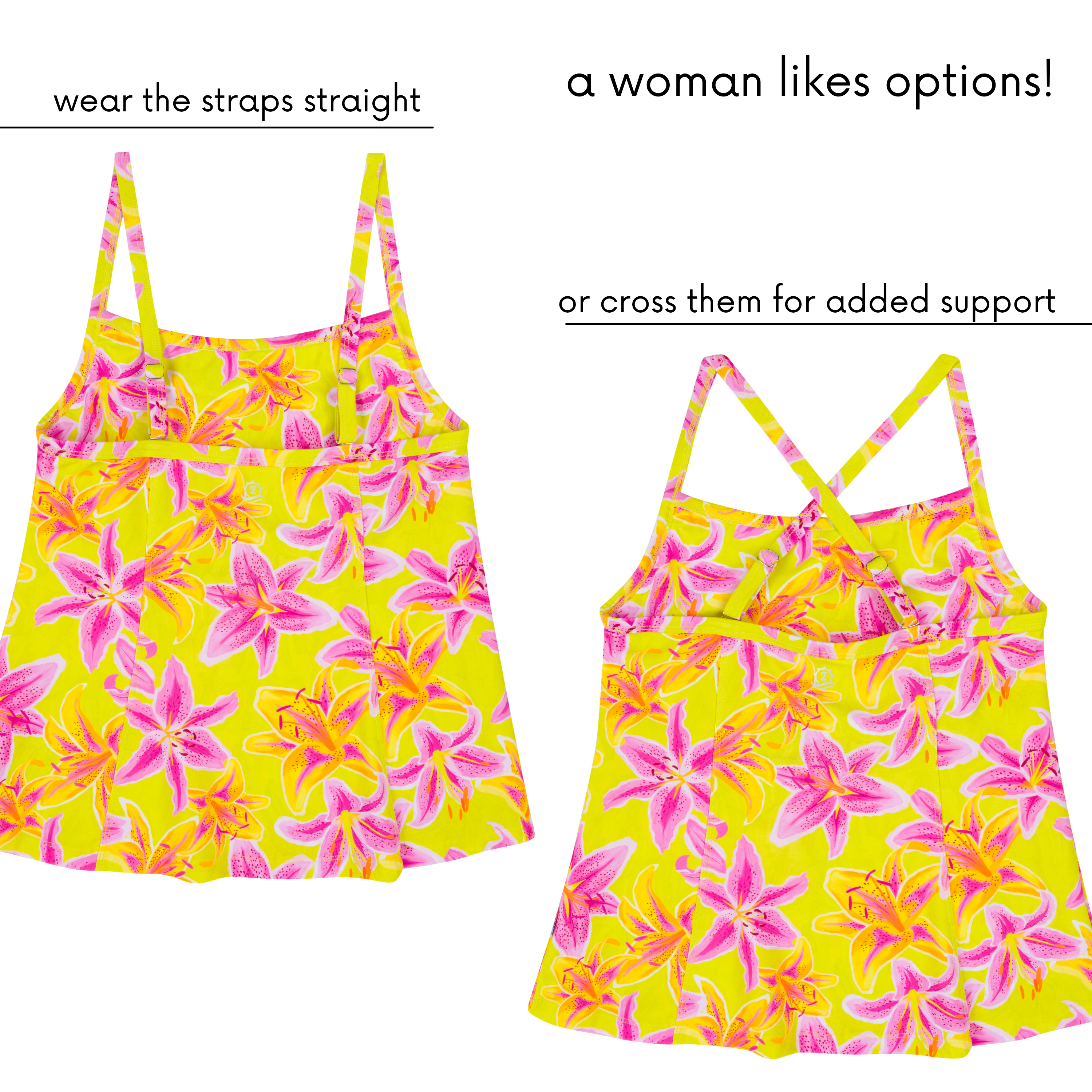 Women’s Strappy A-Line Tankini Top | “Floral Takeover"-SwimZip UPF 50+ Sun Protective Swimwear & UV Zipper Rash Guards-pos7