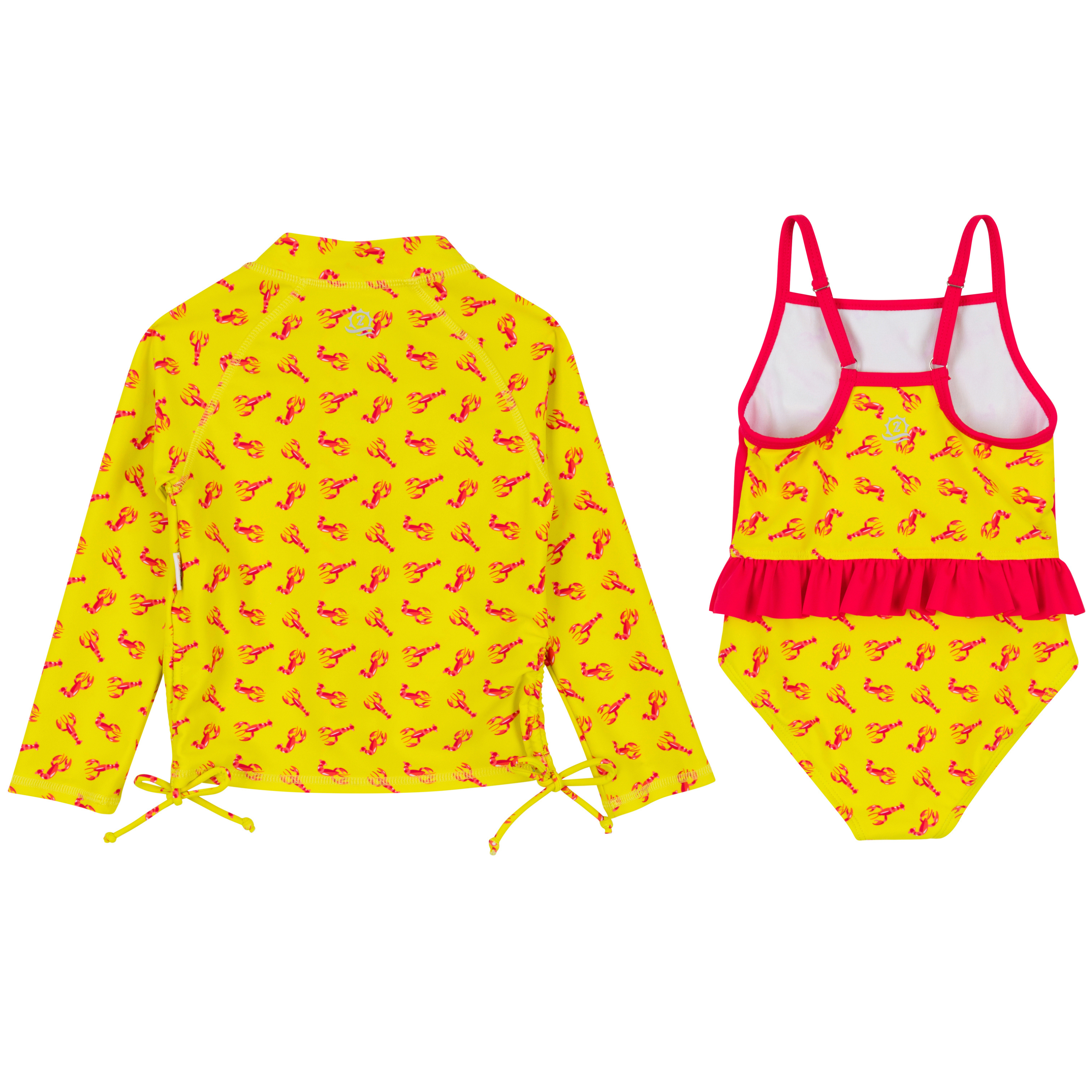 Girls One-Piece Swimsuit + Long Sleeve Rash Guard Set (2 Piece) | "Lobster"-SwimZip UPF 50+ Sun Protective Swimwear & UV Zipper Rash Guards-pos11