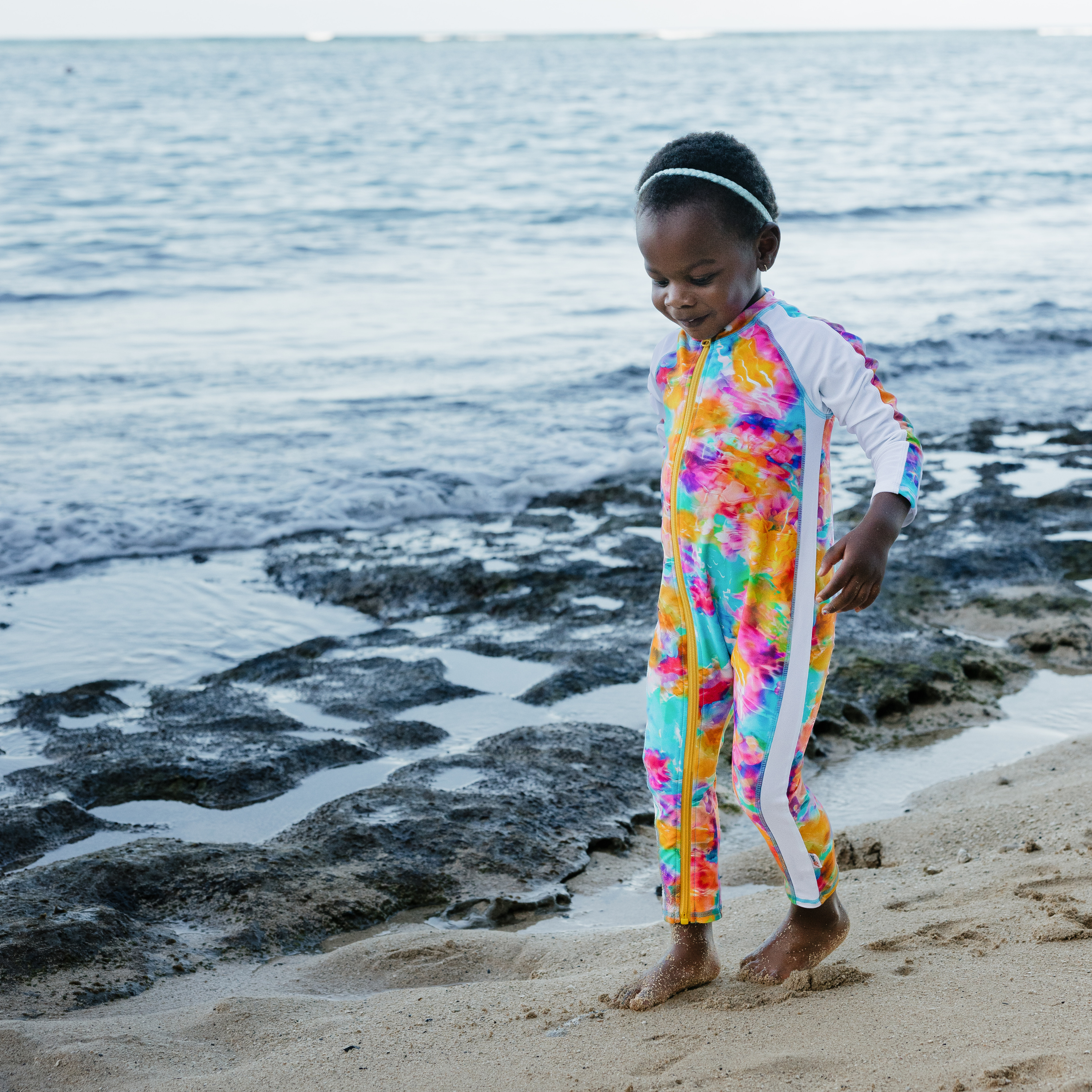 Sunsuit - Long Sleeve Romper Swimsuit | "Impressions"-SwimZip UPF 50+ Sun Protective Swimwear & UV Zipper Rash Guards-pos9