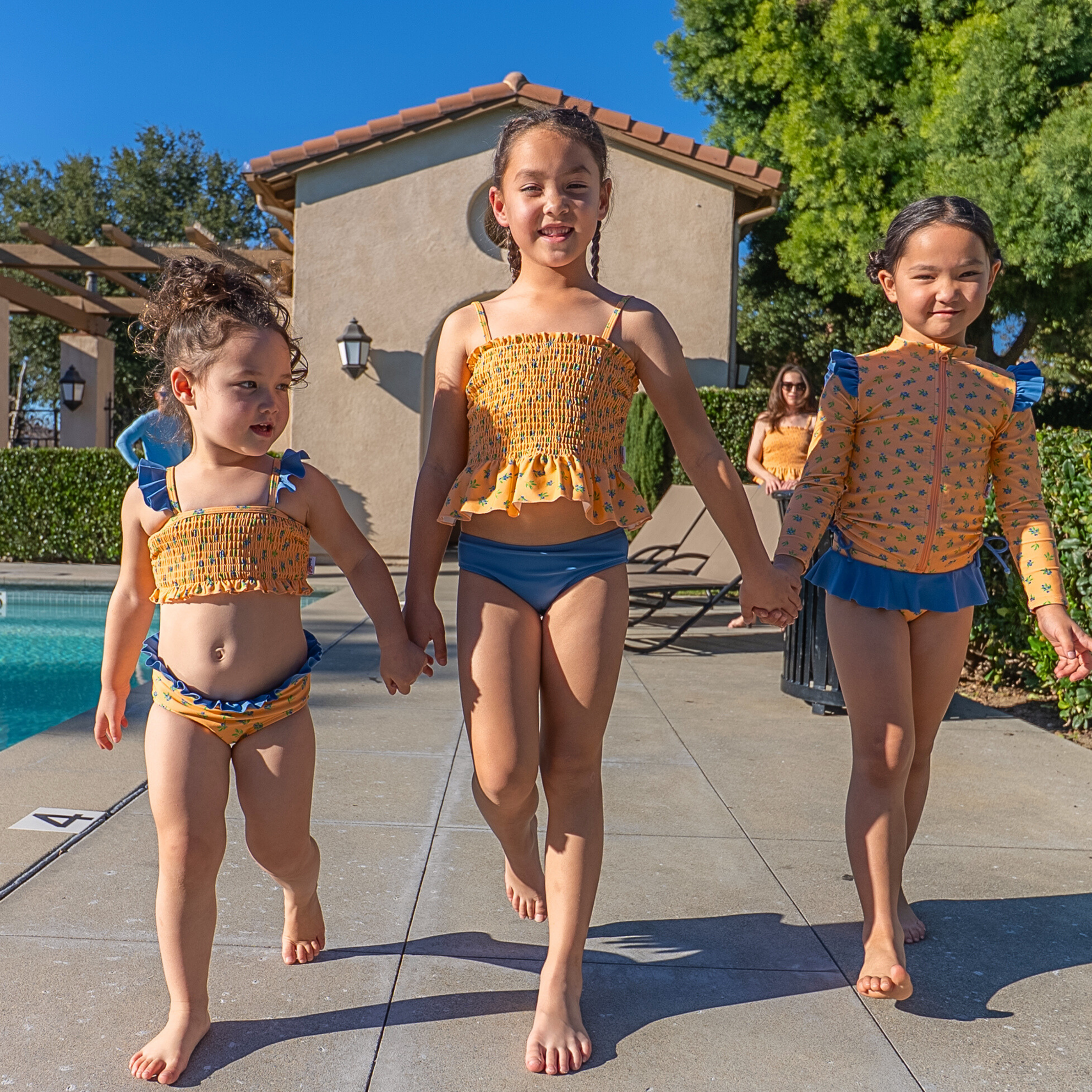 Girls Long Sleeve Rash Guard Ruffle Bottom Swimsuit Set (2 Piece) | "Berry Bliss"-SwimZip UPF 50+ Sun Protective Swimwear & UV Zipper Rash Guards-pos9