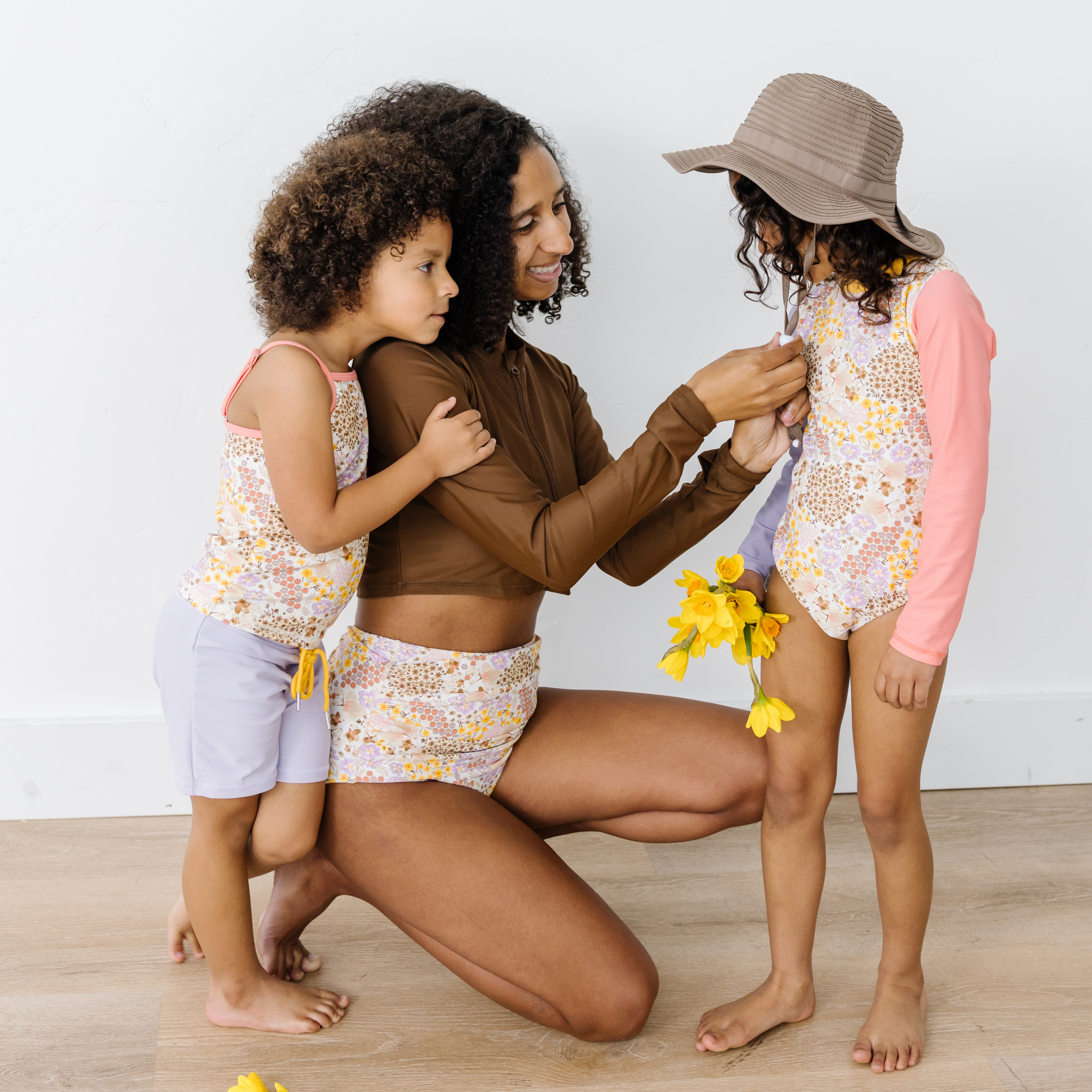 Girls Long Sleeve Surf Suit (One Piece Bodysuit) | "Meadows"-SwimZip UPF 50+ Sun Protective Swimwear & UV Zipper Rash Guards-pos9