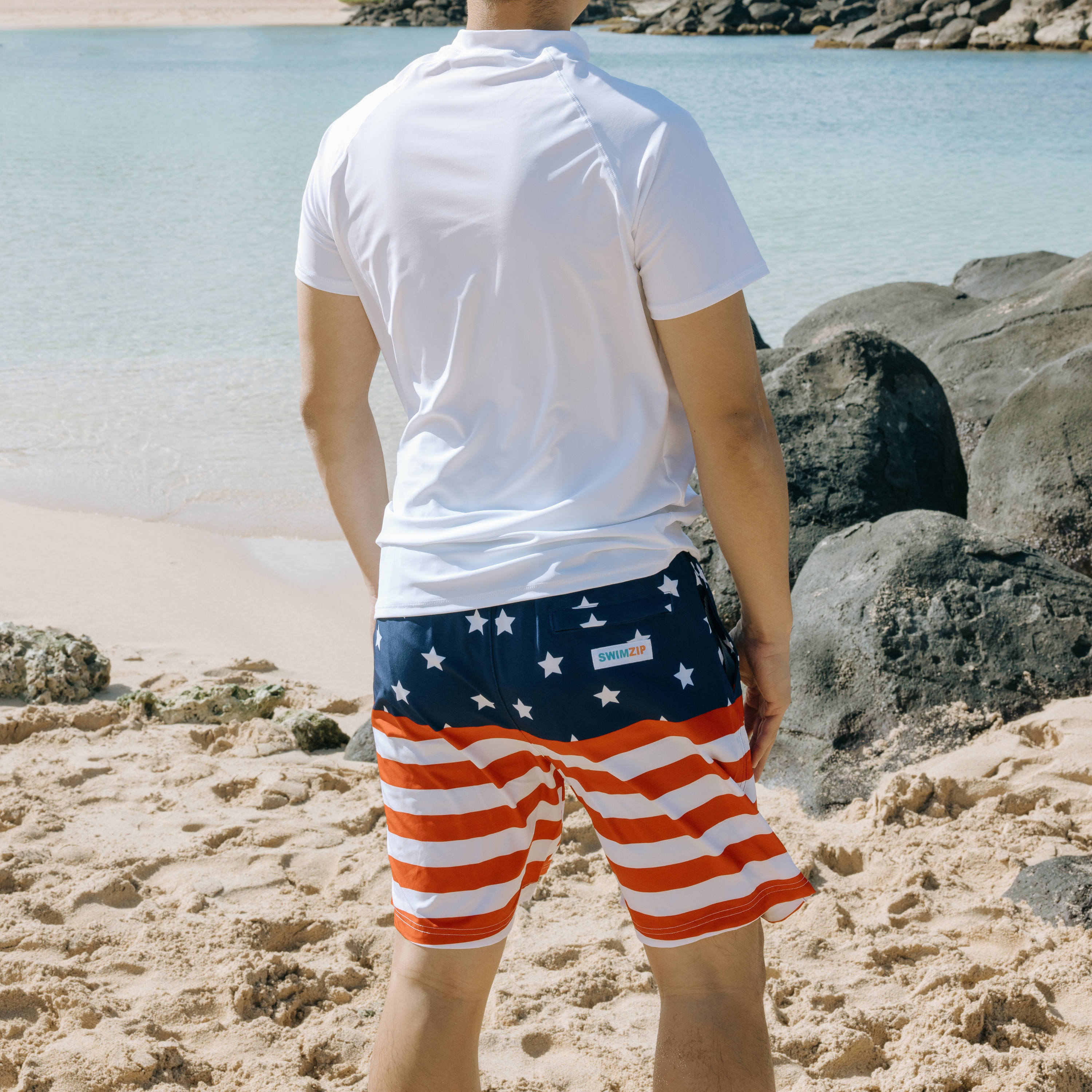 Men's 8" Swim Trunks Boxer Brief Liner | "Americana"-SwimZip UPF 50+ Sun Protective Swimwear & UV Zipper Rash Guards-pos12