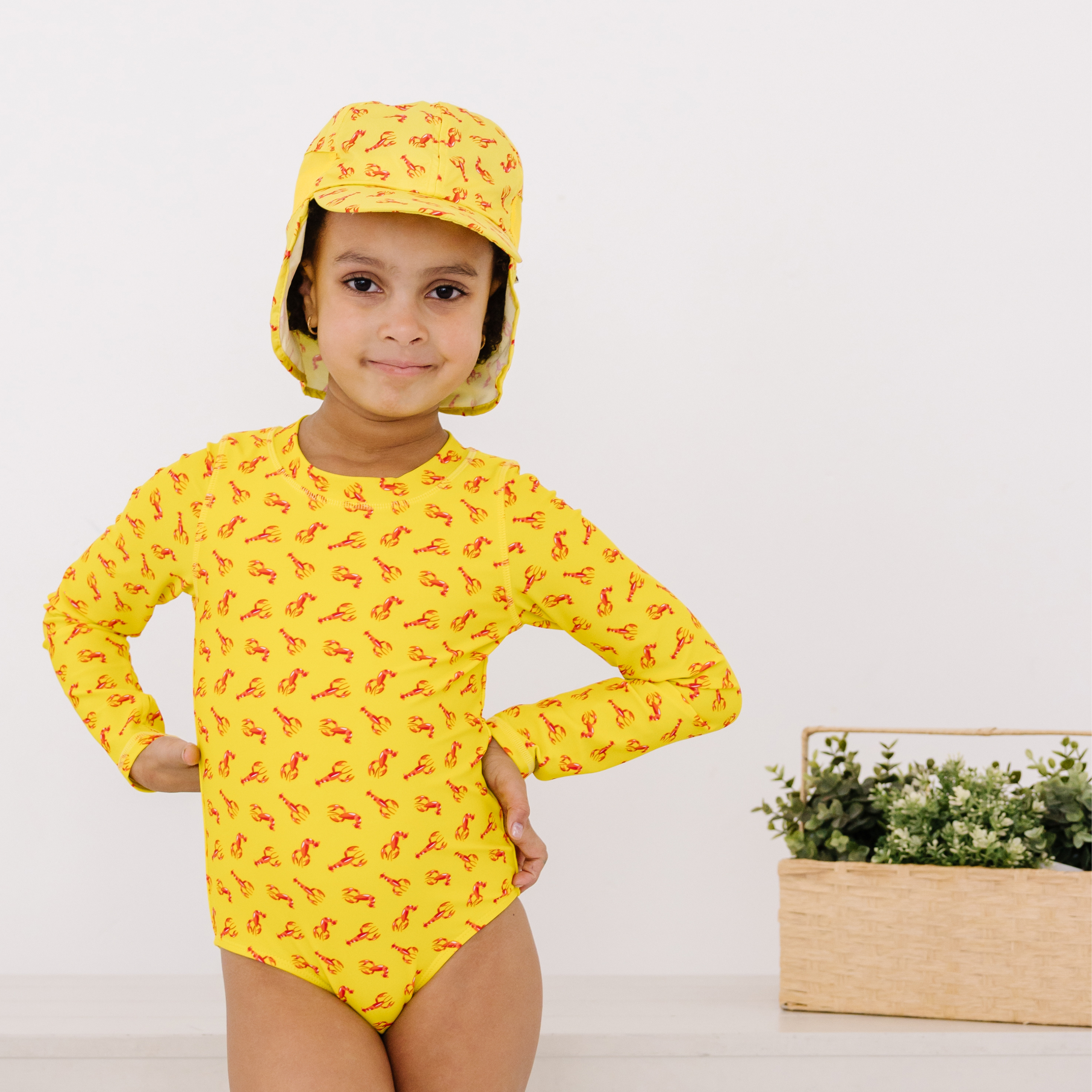 Kids Flap Hat | Lobster-SwimZip UPF 50+ Sun Protective Swimwear & UV Zipper Rash Guards-pos5