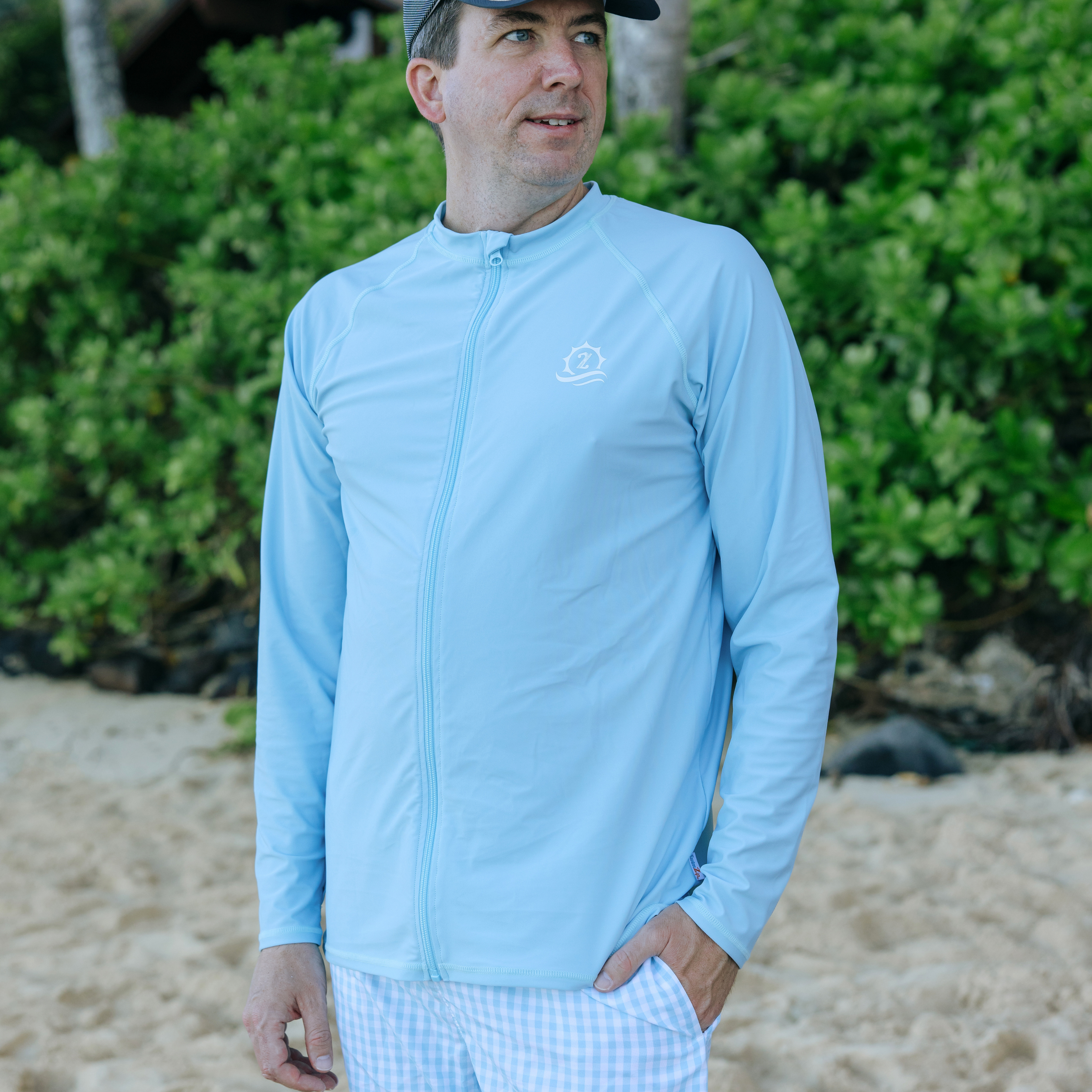 Men's Long Sleeve Rash Guard | "Dream Blue”-SwimZip UPF 50+ Sun Protective Swimwear & UV Zipper Rash Guards-pos7