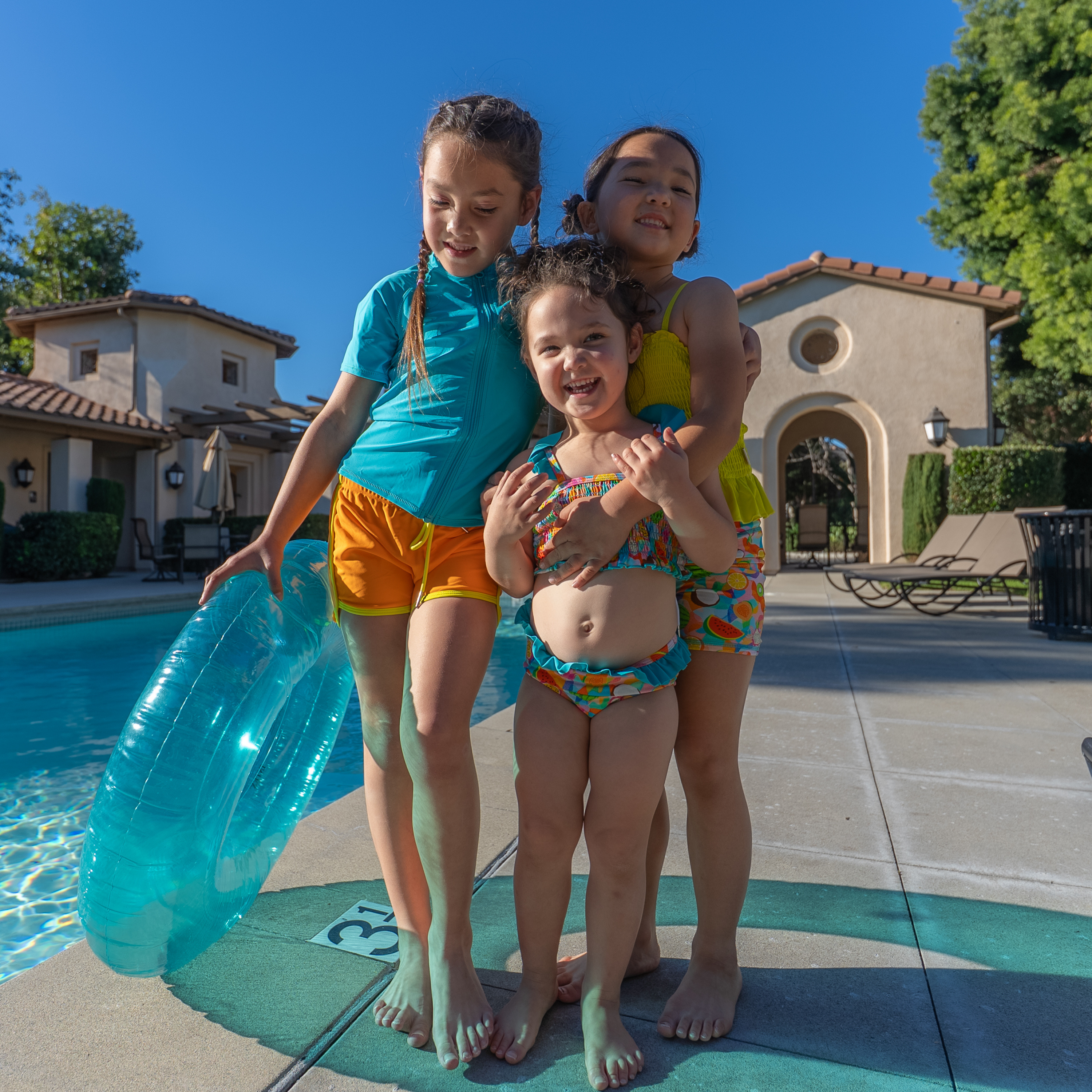 Kids Swim Track Shorts | "Orange"-SwimZip UPF 50+ Sun Protective Swimwear & UV Zipper Rash Guards-pos8