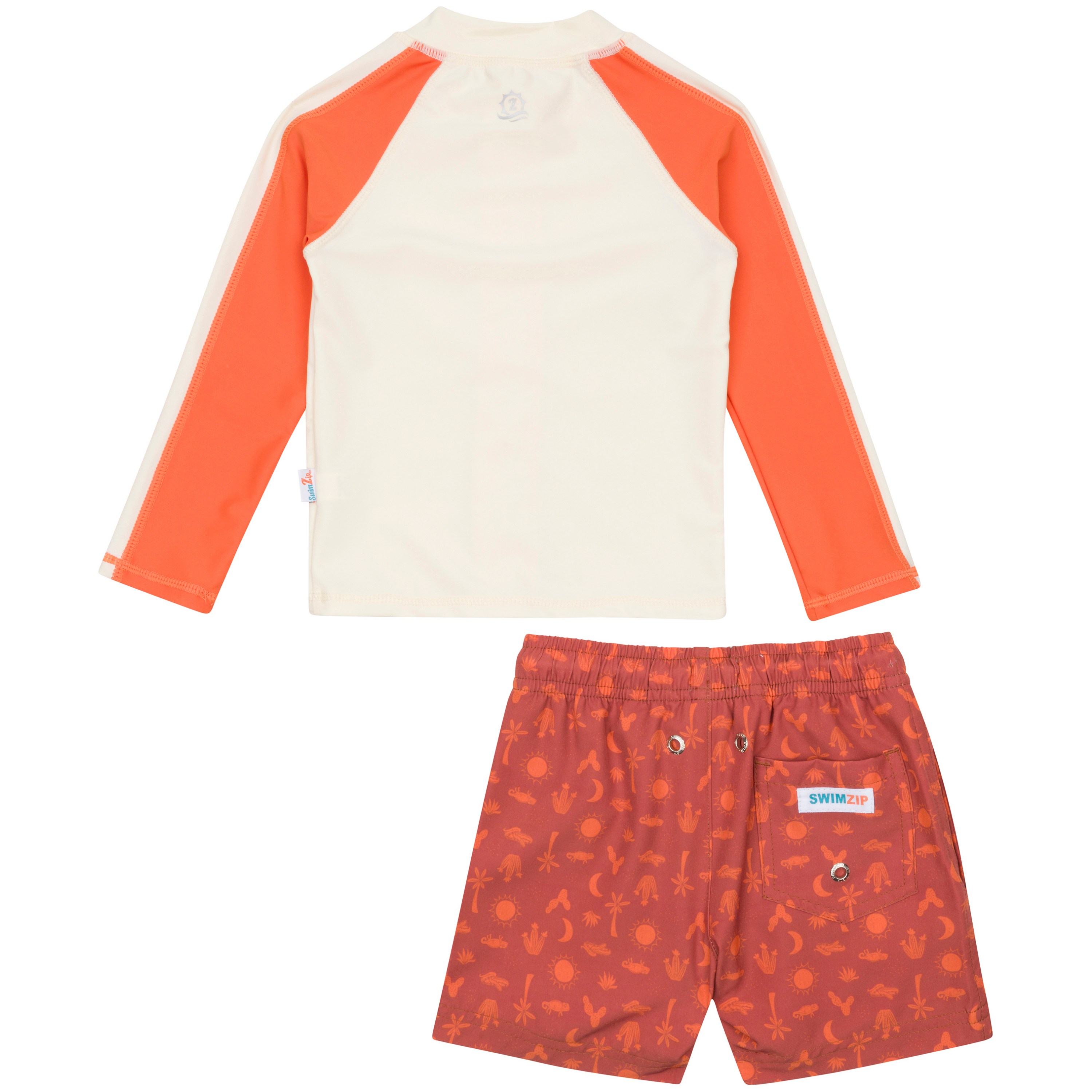 Boys Long Sleeve Zipper Rash Guard and Swim Trunk Set | "Desert"-SwimZip UPF 50+ Sun Protective Swimwear & UV Zipper Rash Guards-pos13