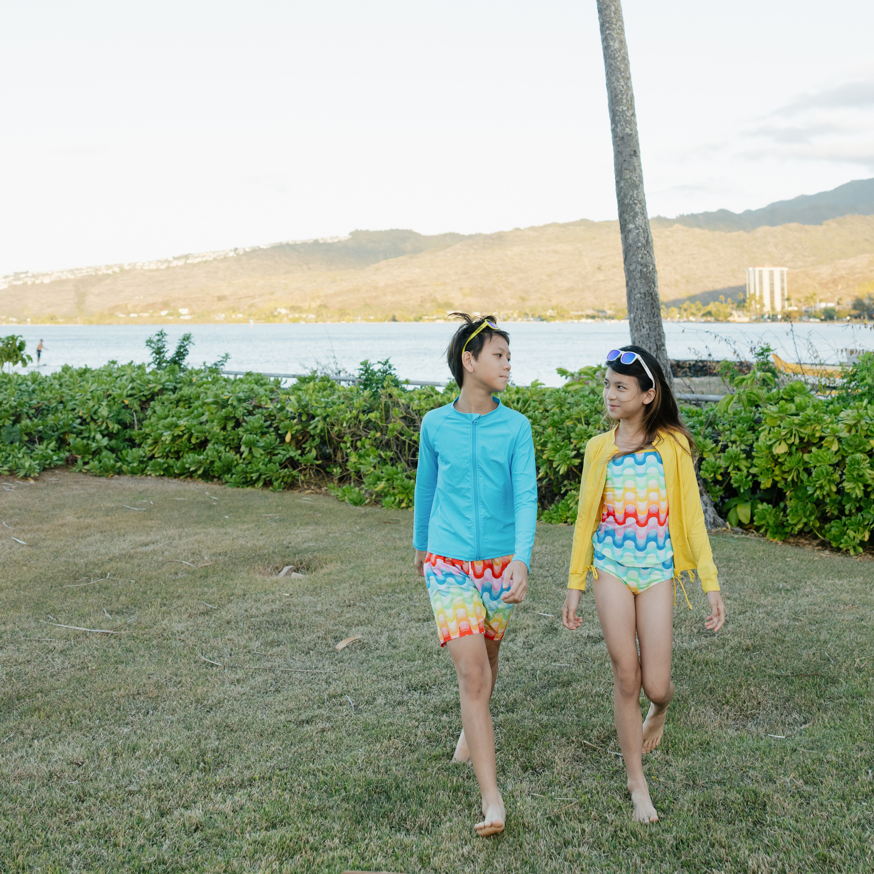 Girls Long Sleeve Rash Guard + Tankini Bikini Set (3 Piece) | "Surf's Up"-SwimZip UPF 50+ Sun Protective Swimwear & UV Zipper Rash Guards-pos13