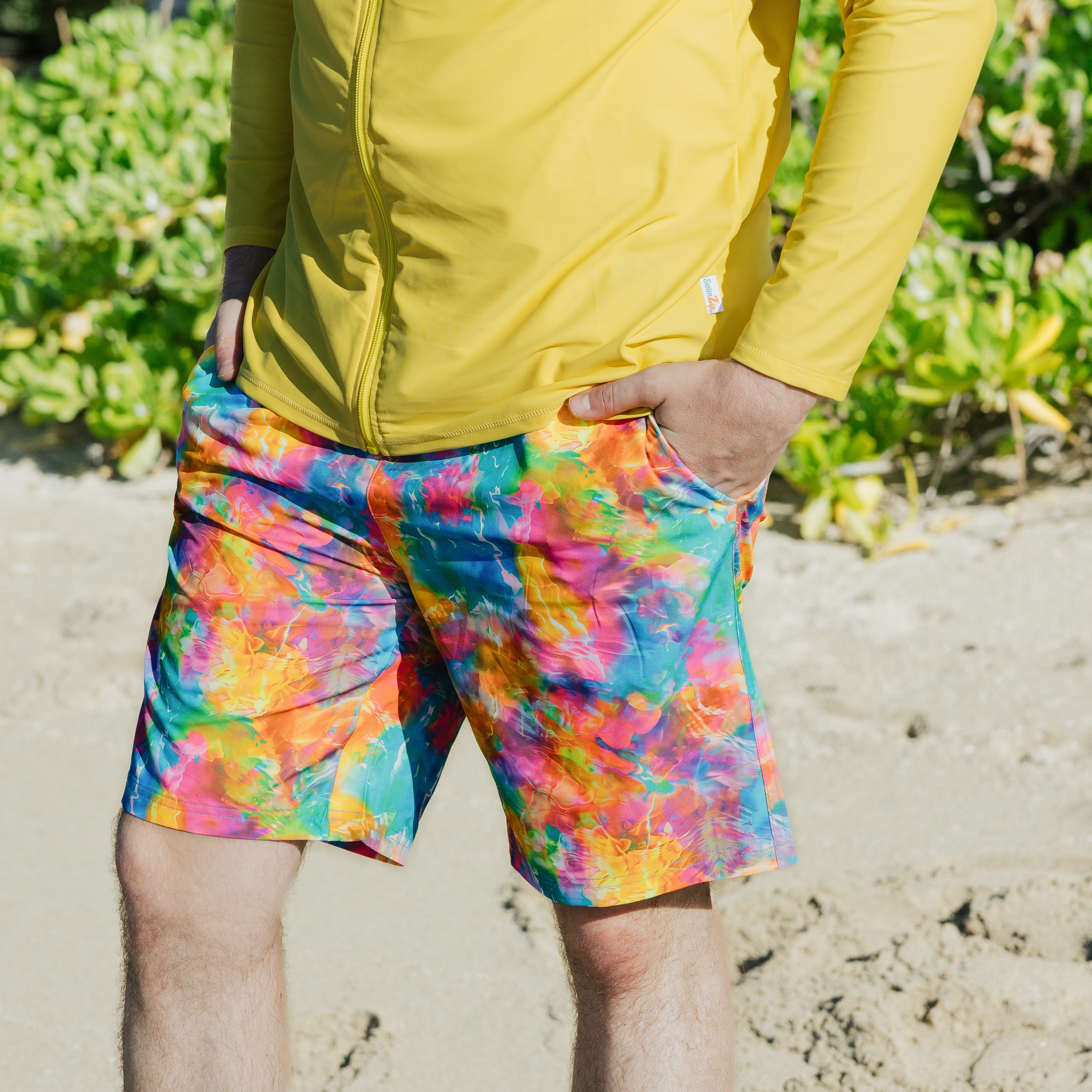 Men's 8" Swim Trunks Boxer Brief Liner | "Impressions"-SwimZip UPF 50+ Sun Protective Swimwear & UV Zipper Rash Guards-pos13