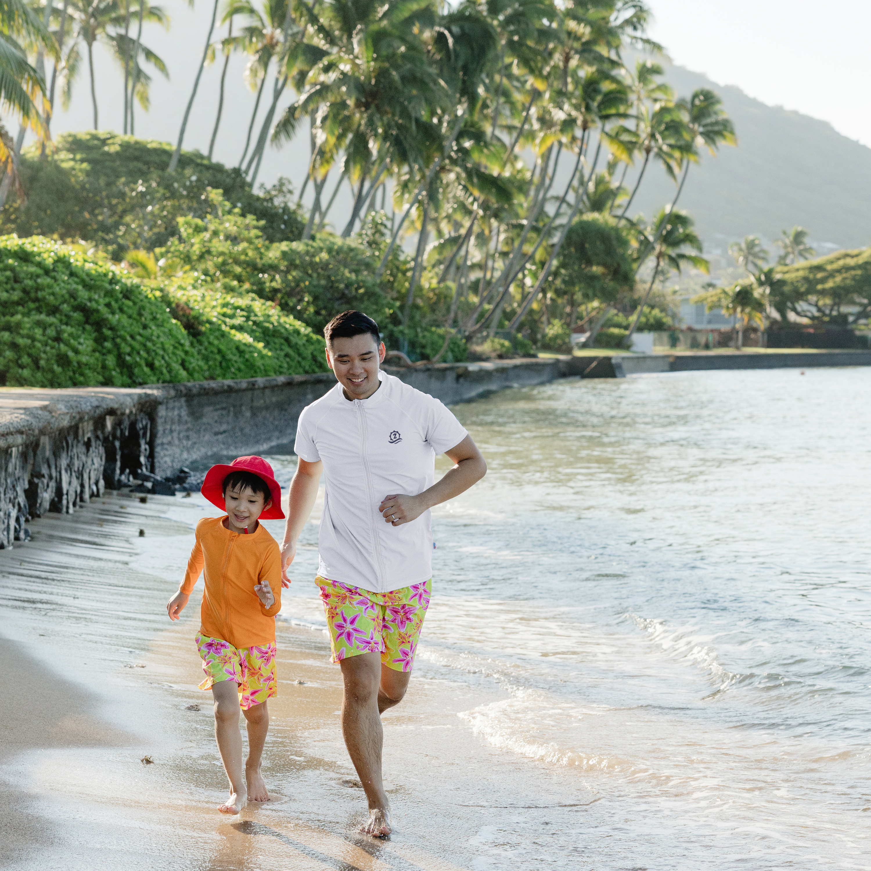 Kids UPF 50+ Long Sleeve Zipper Rash Guard Swim Shirt | "Orange"-SwimZip UPF 50+ Sun Protective Swimwear & UV Zipper Rash Guards-pos9