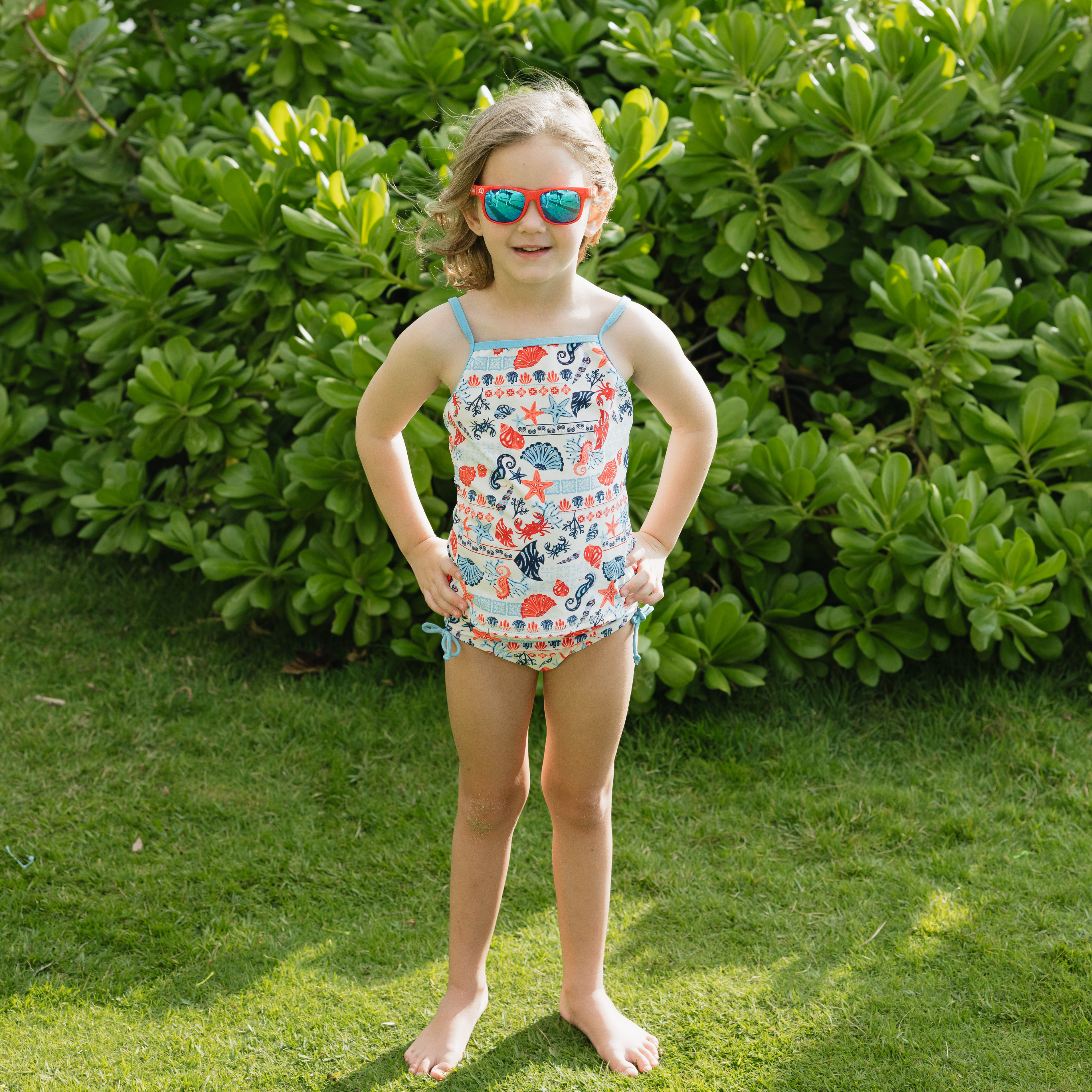 Girls Short Sleeve Rash Guard + Tankini Bikini Set (3 Piece) | "Marina"-SwimZip UPF 50+ Sun Protective Swimwear & UV Zipper Rash Guards-pos8