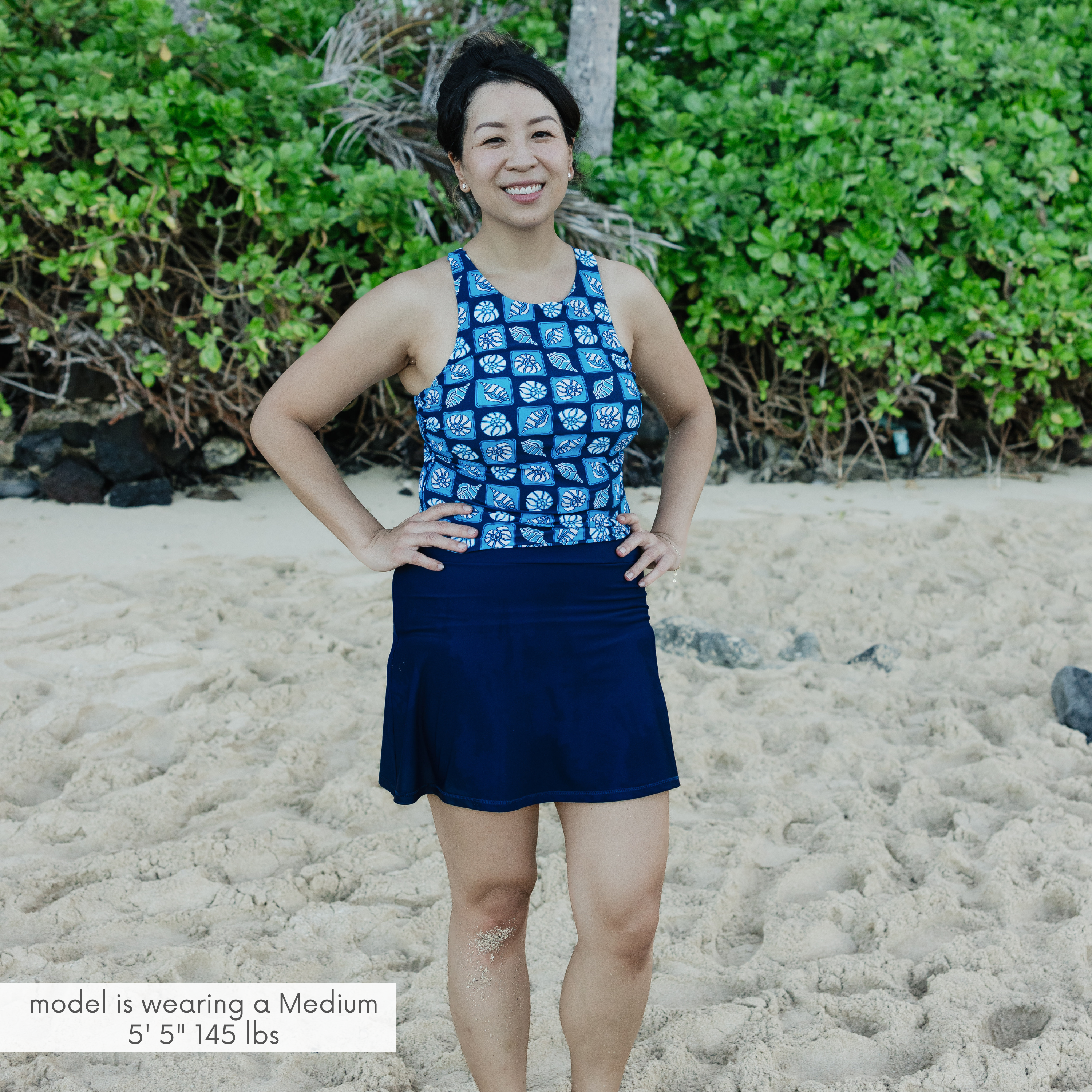 Women’s High Neck Fitted Tankini Top | “Coastal"-SwimZip UPF 50+ Sun Protective Swimwear & UV Zipper Rash Guards-pos2