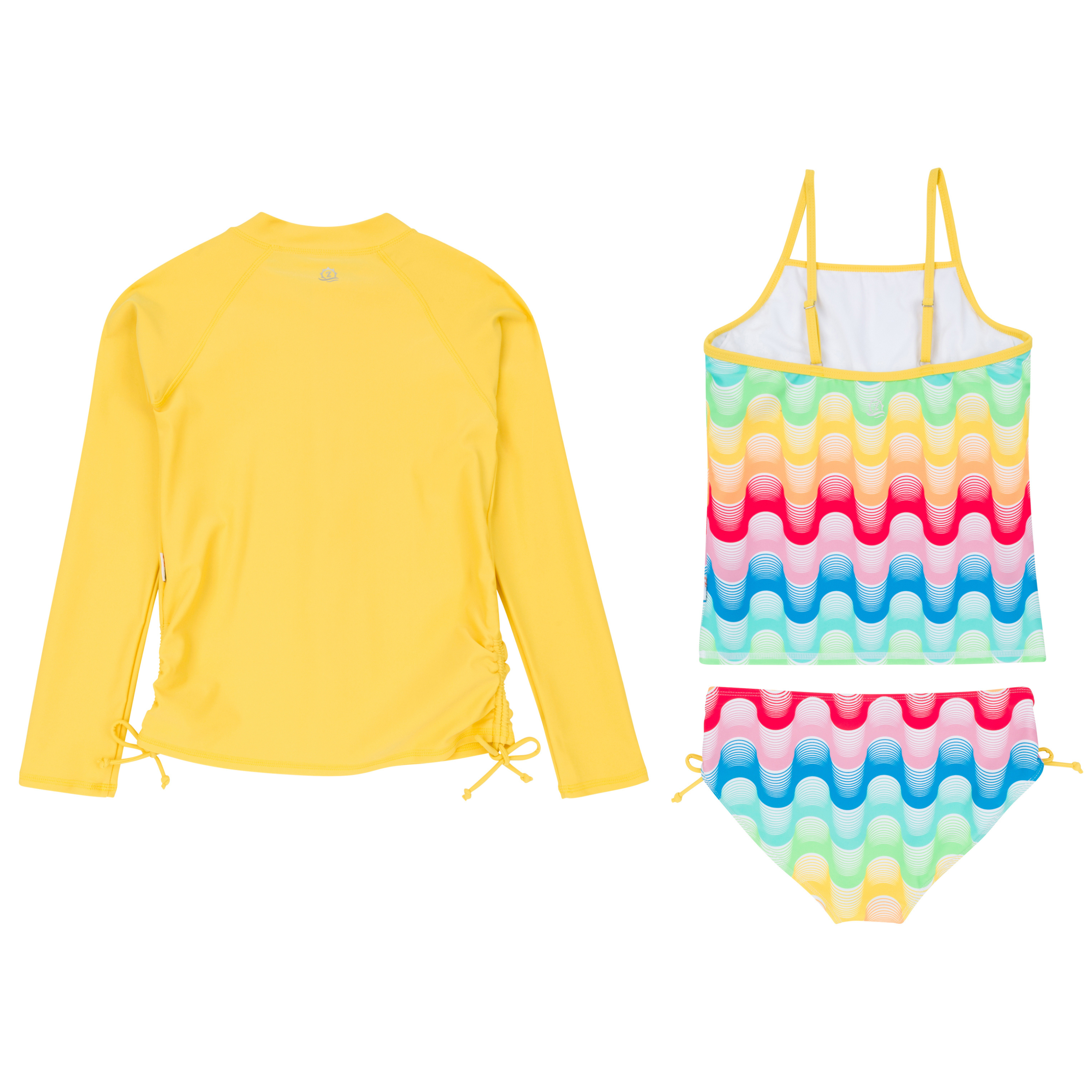 Girls Long Sleeve Rash Guard + Tankini Bikini Set (3 Piece) | "Surf's Up"-SwimZip UPF 50+ Sun Protective Swimwear & UV Zipper Rash Guards-pos14