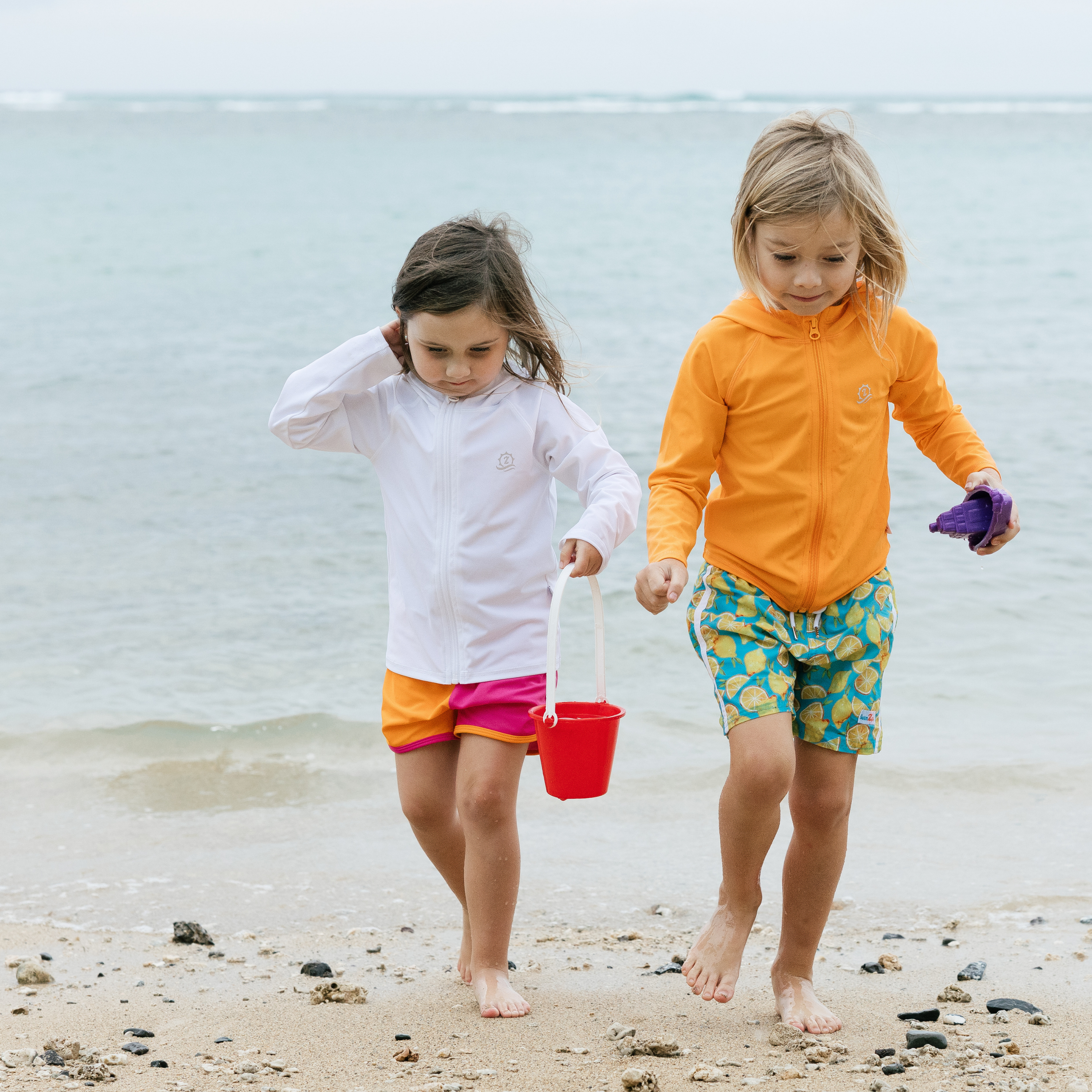 Kids Hooded Long Sleeve Zipper Rash Guard Swim Shirt | "White"-SwimZip UPF 50+ Sun Protective Swimwear & UV Zipper Rash Guards-pos15