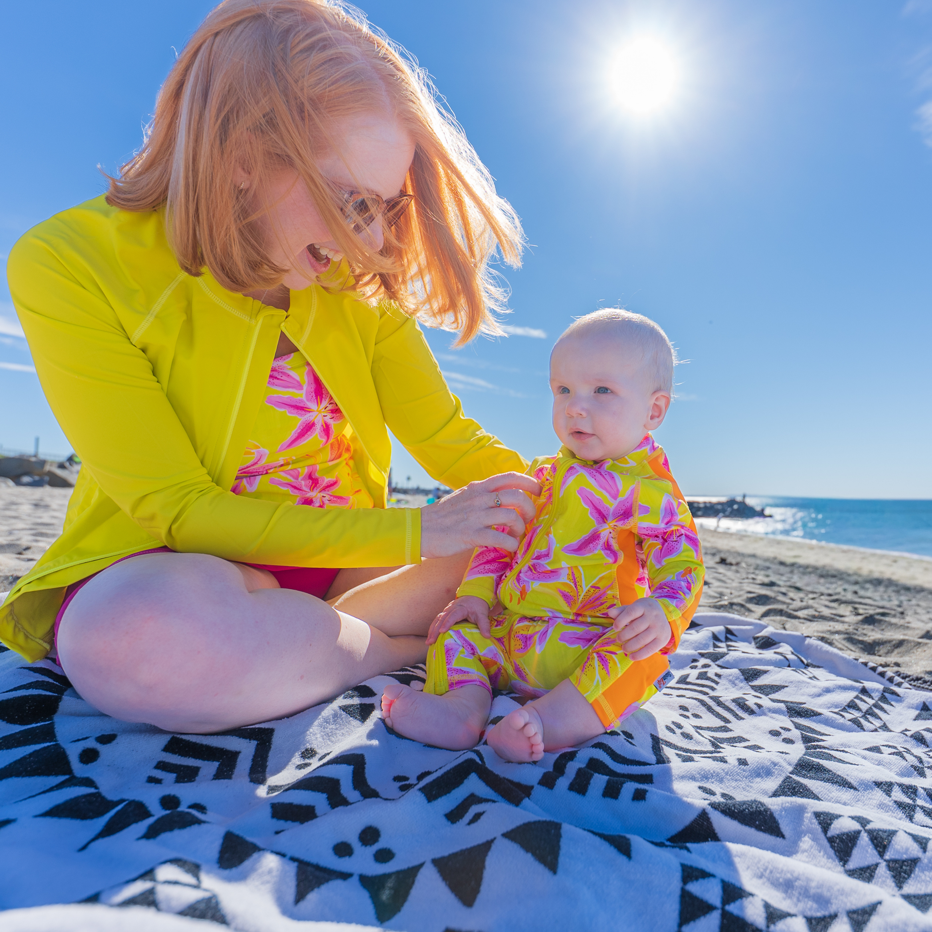 Sunsuit - Long Sleeve Romper Swimsuit | "Floral Takeover"-SwimZip UPF 50+ Sun Protective Swimwear & UV Zipper Rash Guards-pos9