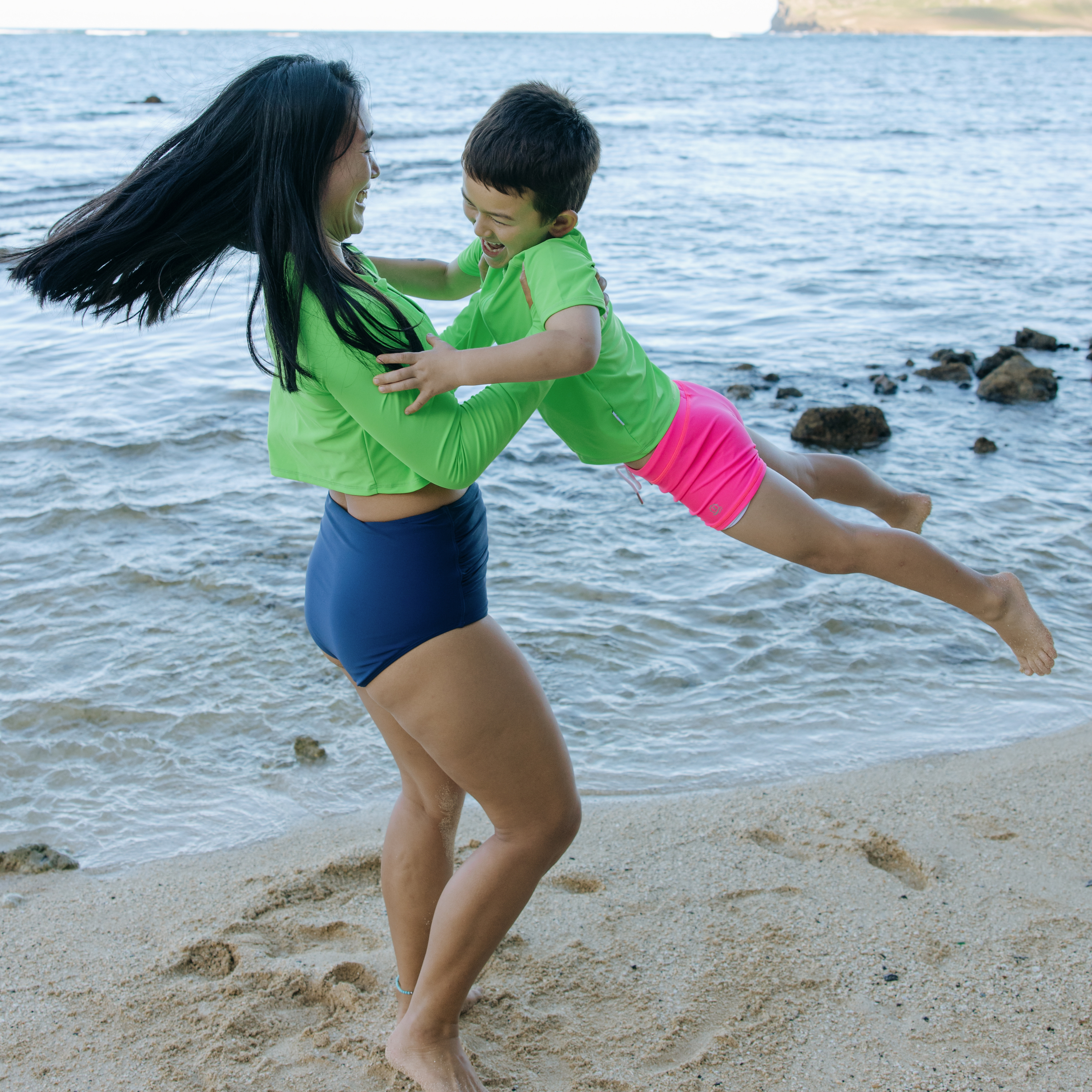 Women's Long Sleeve Crop Rash Guard | “Neon Green”-SwimZip UPF 50+ Sun Protective Swimwear & UV Zipper Rash Guards-pos16