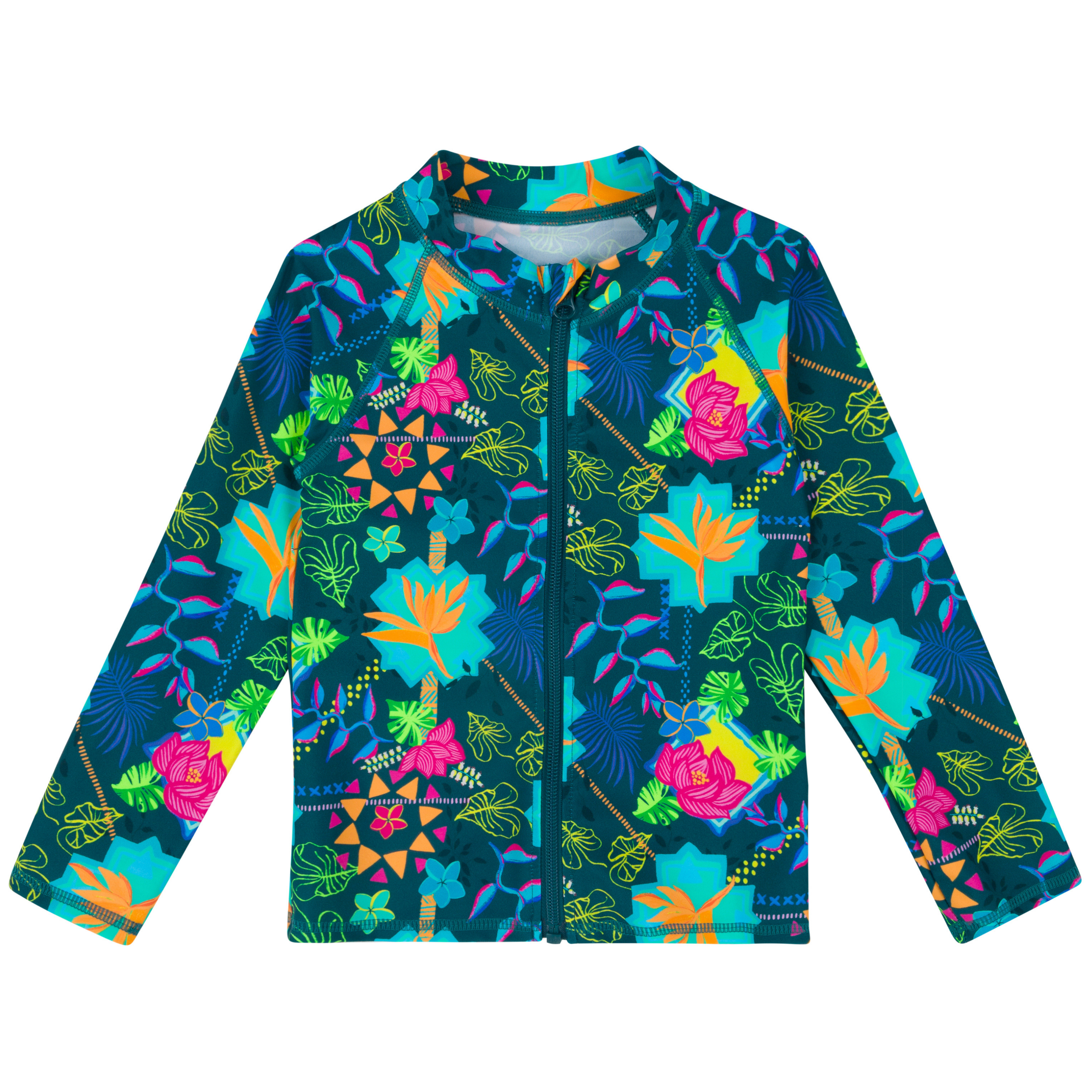 Kids UPF 50+ Long Sleeve Zipper Rash Guard Swim Shirt | "Summer Max"-6-12 Month-Summer Max-SwimZip UPF 50+ Sun Protective Swimwear & UV Zipper Rash Guards-pos1