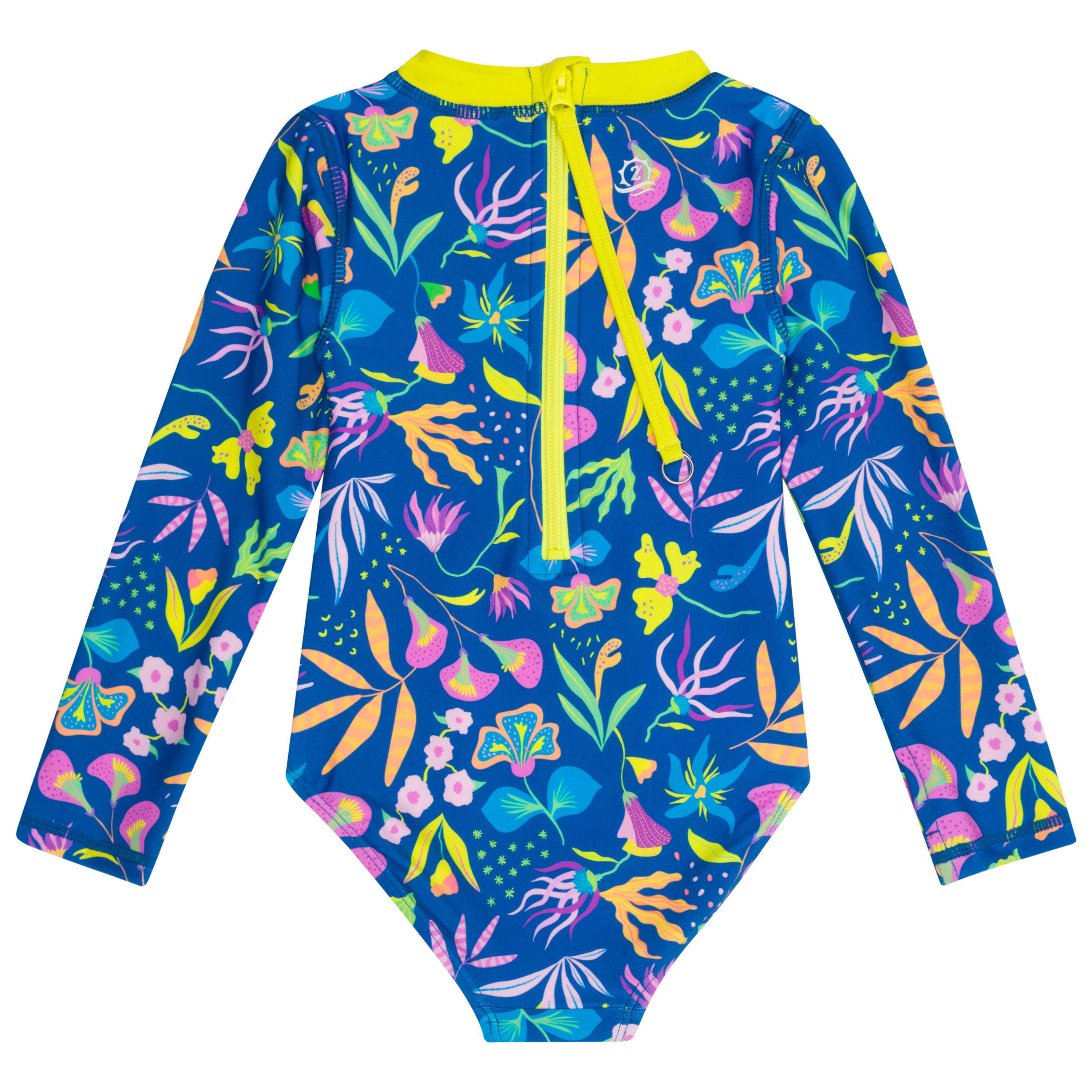 Girls Long Sleeve Surf Suit (One Piece Bodysuit) | "Tropadelic"-SwimZip UPF 50+ Sun Protective Swimwear & UV Zipper Rash Guards-pos14