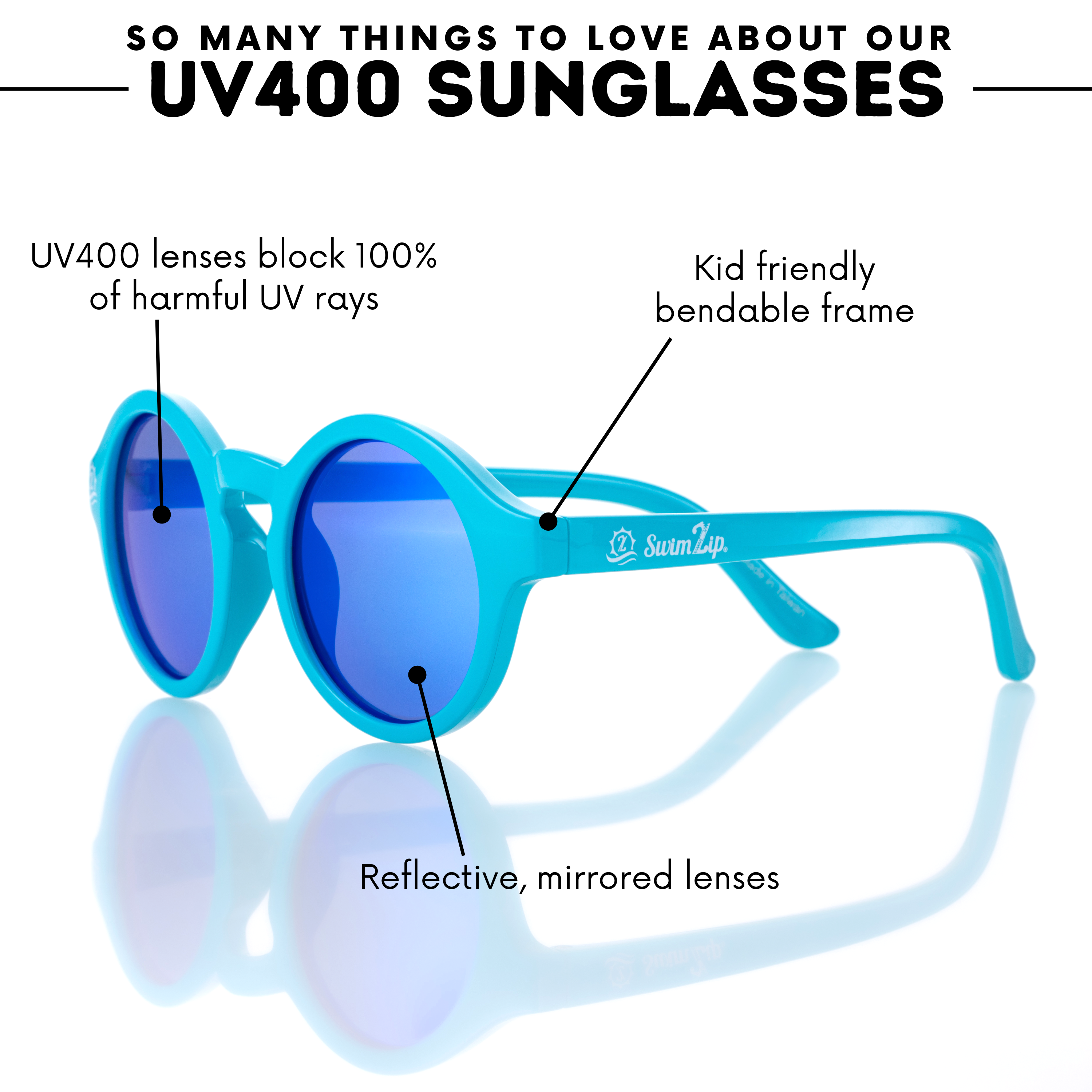Kids Round Sunglasses - Scuba Blue-SwimZip UPF 50+ Sun Protective Swimwear & UV Zipper Rash Guards-pos5