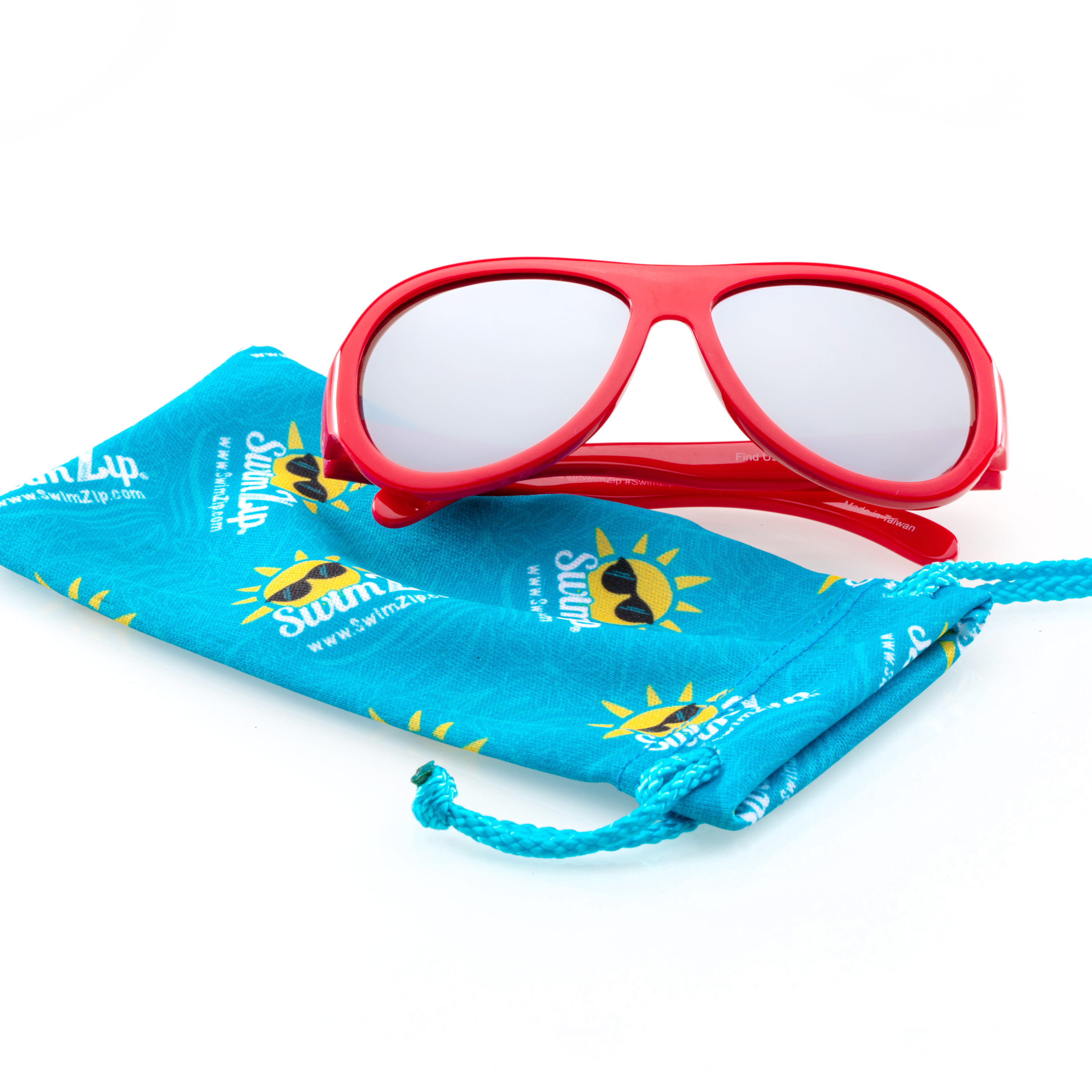 Kids Aviator Sunglasses - Red-SwimZip UPF 50+ Sun Protective Swimwear & UV Zipper Rash Guards-pos4