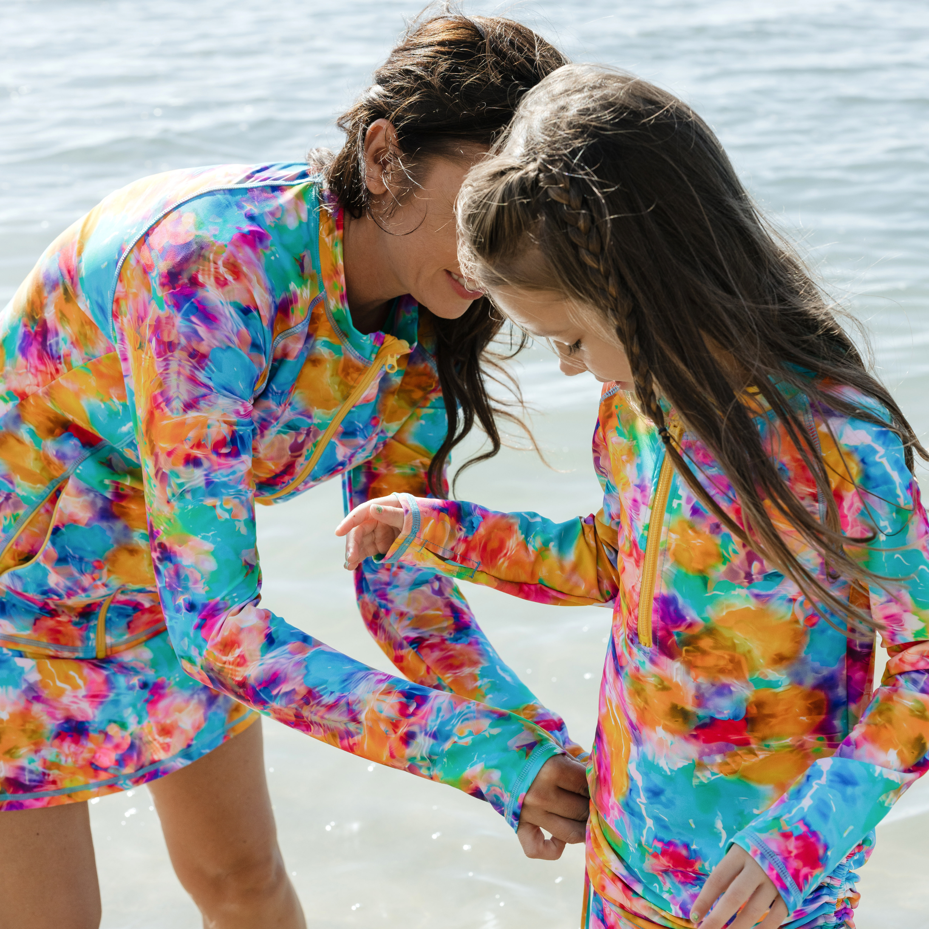 Women's Long Sleeve Rash Guard with Pockets | "Impressions"-SwimZip UPF 50+ Sun Protective Swimwear & UV Zipper Rash Guards-pos12