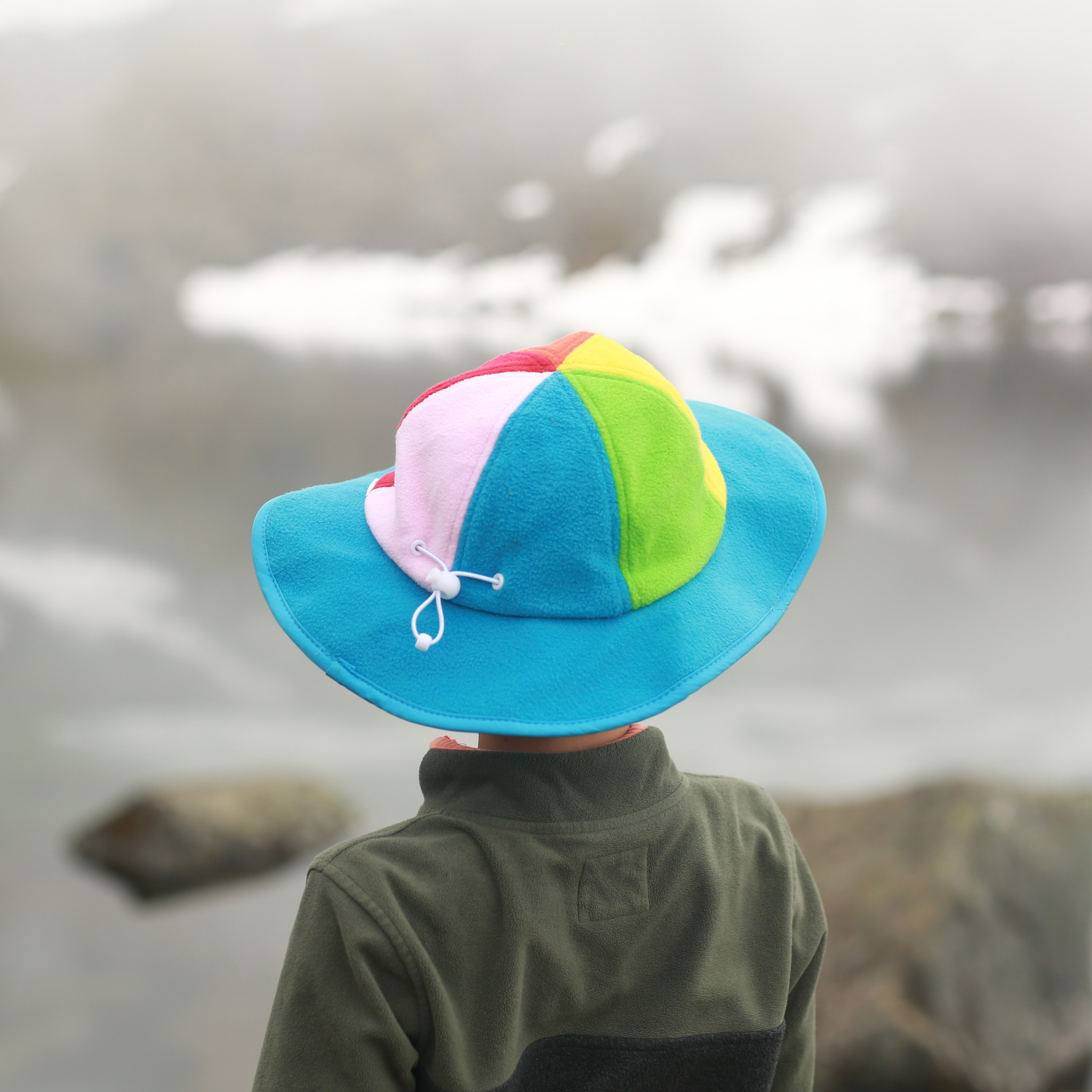 Fleece Wide Brim Winter Hat For Kids | “Rainbow Print”-SwimZip UPF 50+ Sun Protective Swimwear & UV Zipper Rash Guards-pos13