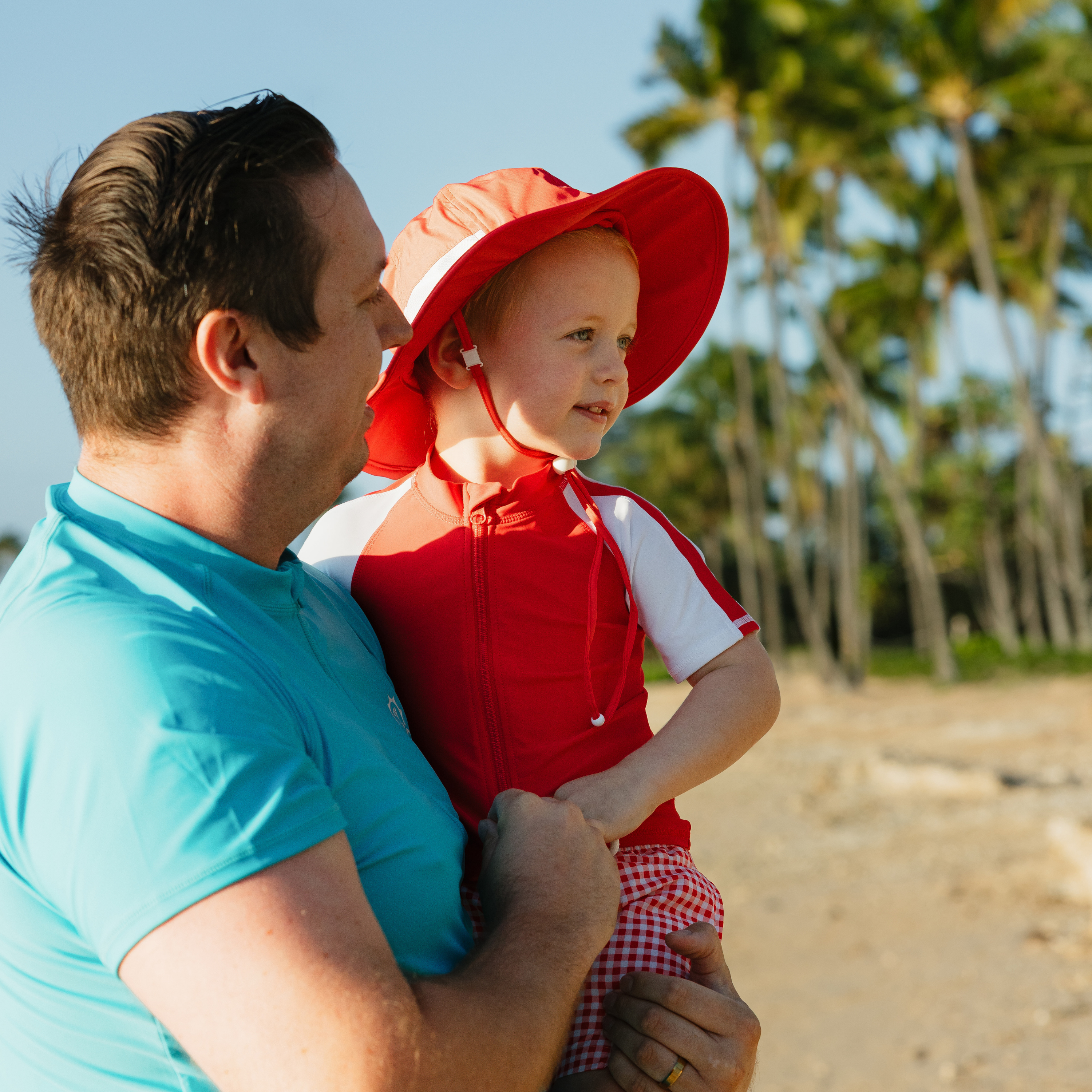 Kids Wide Brim Sun Hat "Fun Sun Day Play Hat" - Red-SwimZip UPF 50+ Sun Protective Swimwear & UV Zipper Rash Guards-pos5