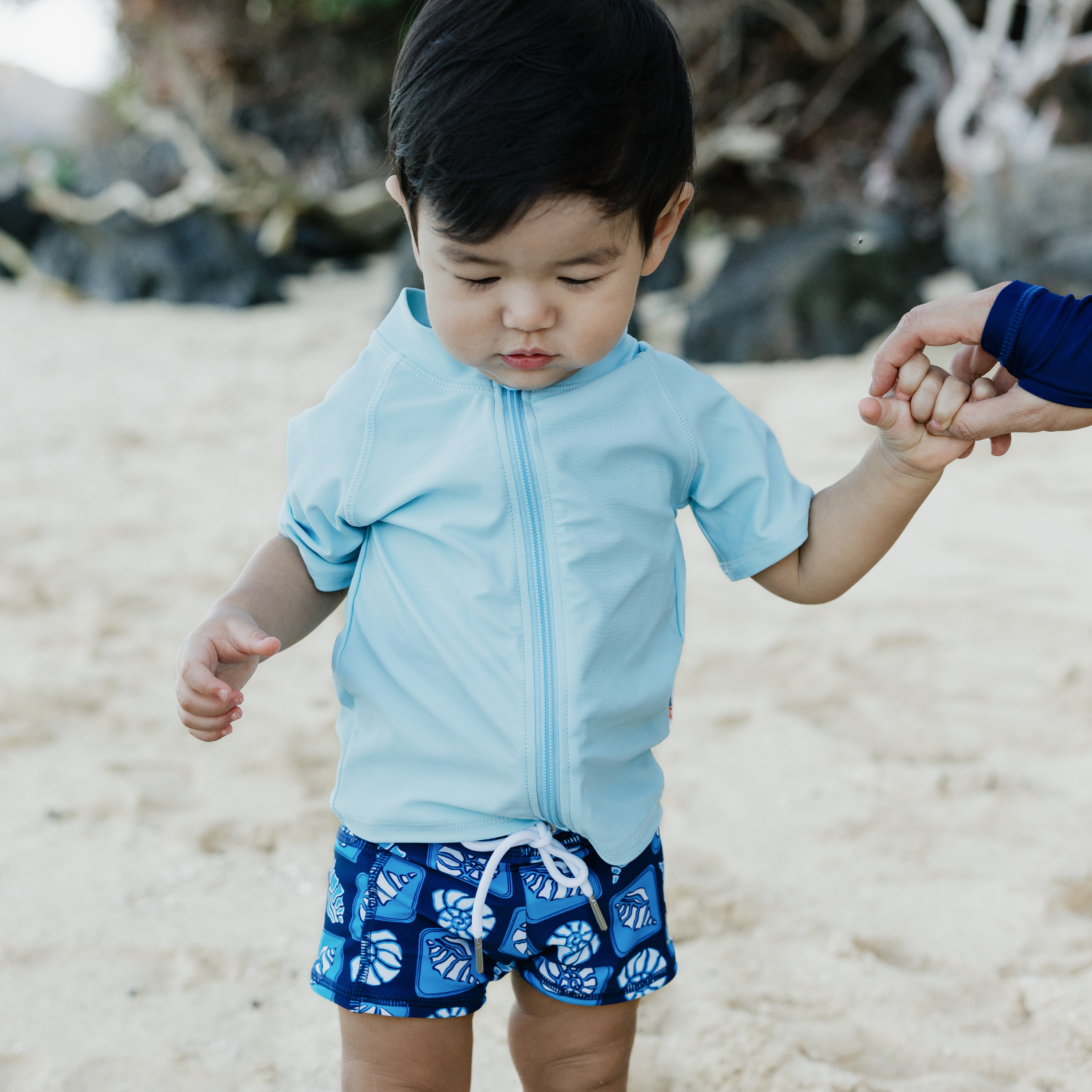 Kids Short Sleeve Zipper Rash Guard Swim Shirt | “Dream Blue"-SwimZip UPF 50+ Sun Protective Swimwear & UV Zipper Rash Guards-pos8